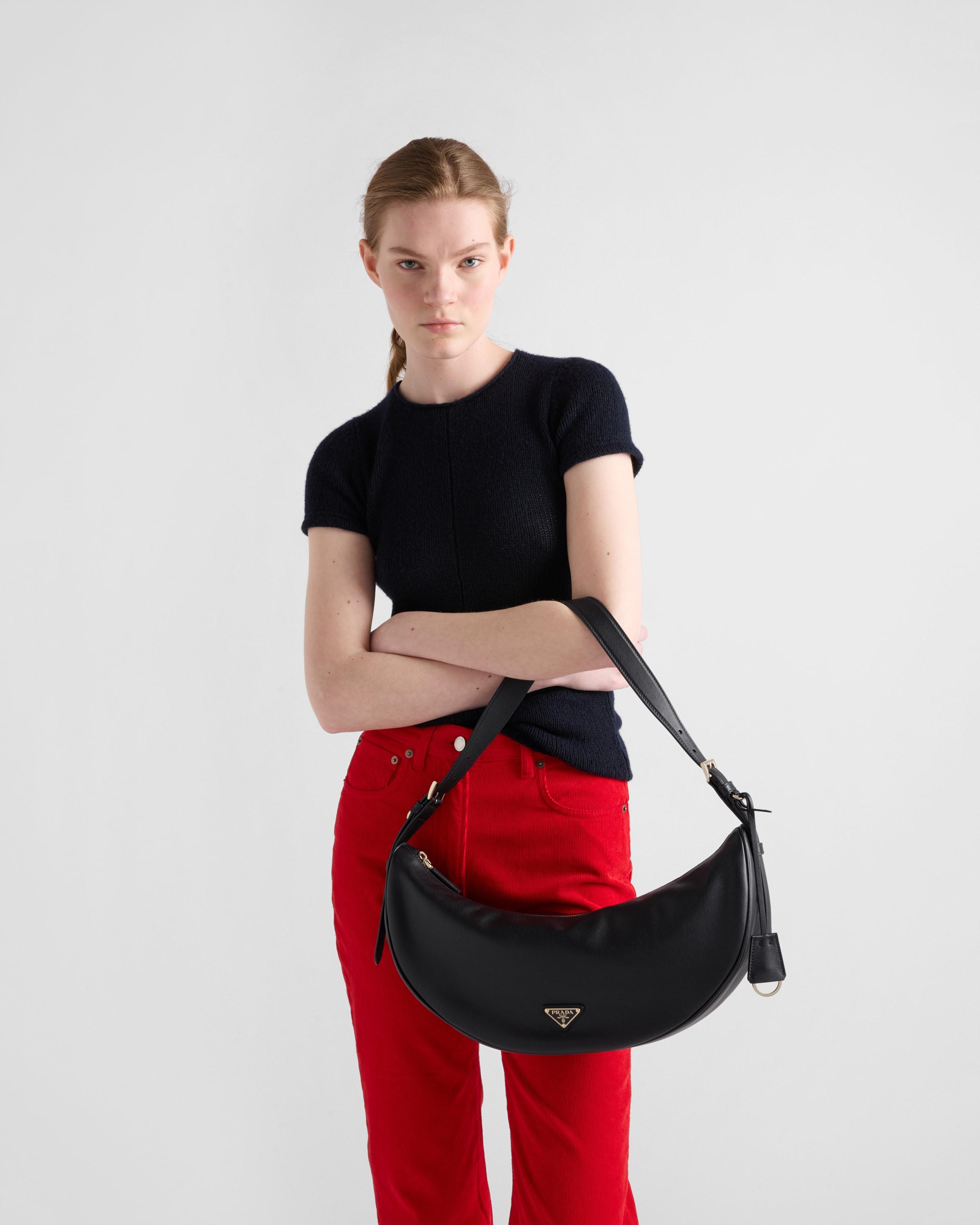 【PRADA】 DEMI-LUNE LARGE LEATHER SHOULDER BAG Prada Demi-Lune Large Leather Shoulder Bag in Black | Lyst