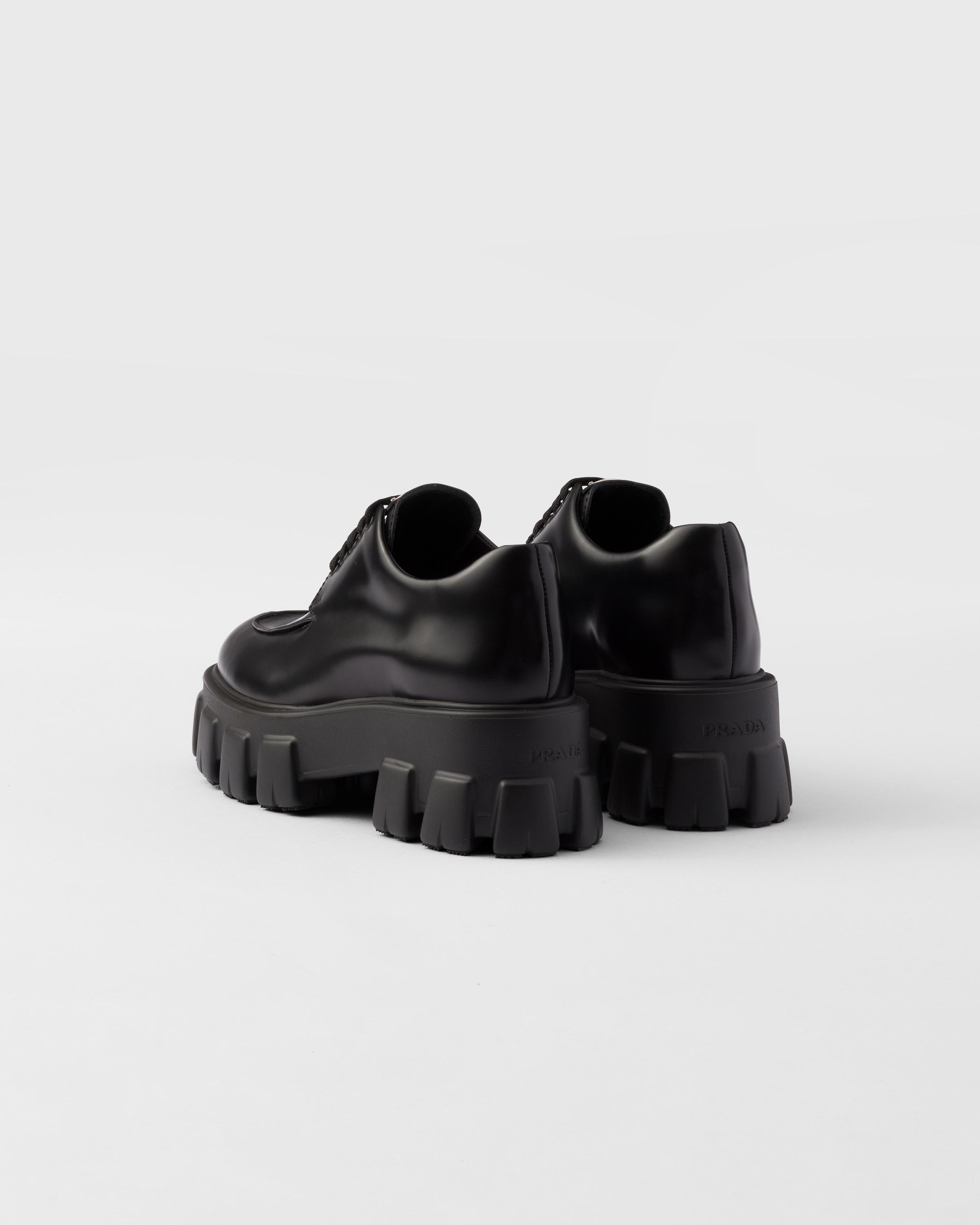 Prada Monolith Brushed Leather Lace Up Shoes in Black Lyst UK
