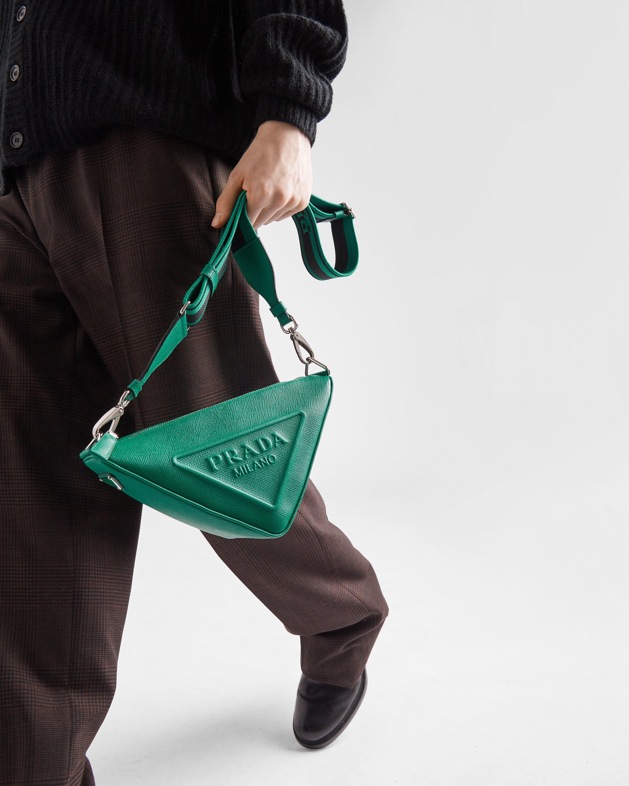 Prada Saffiano Triangle Bag in Green for Men | Lyst
