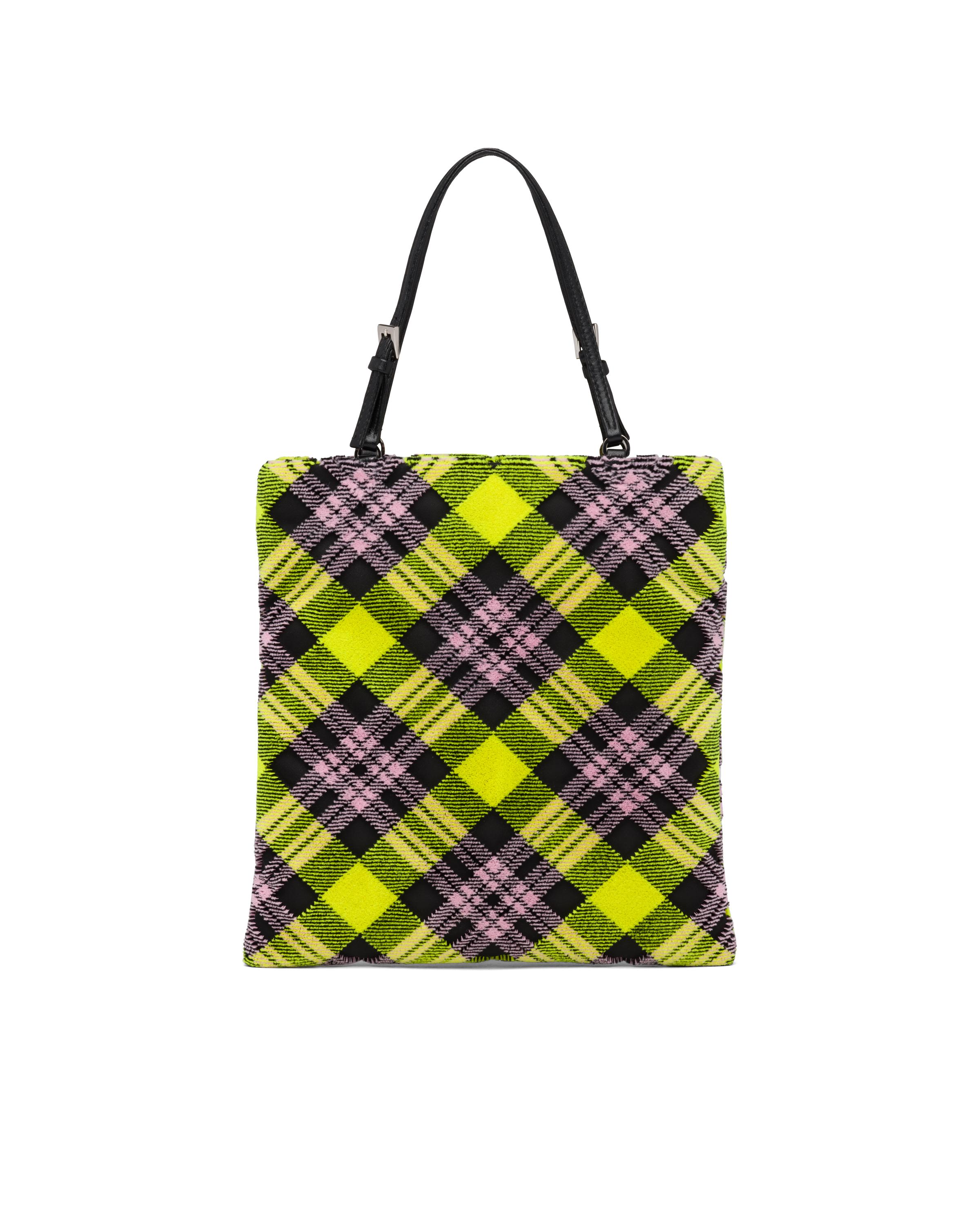 Prada Plaid Velvet Handbag With Logo in Yellow | Lyst