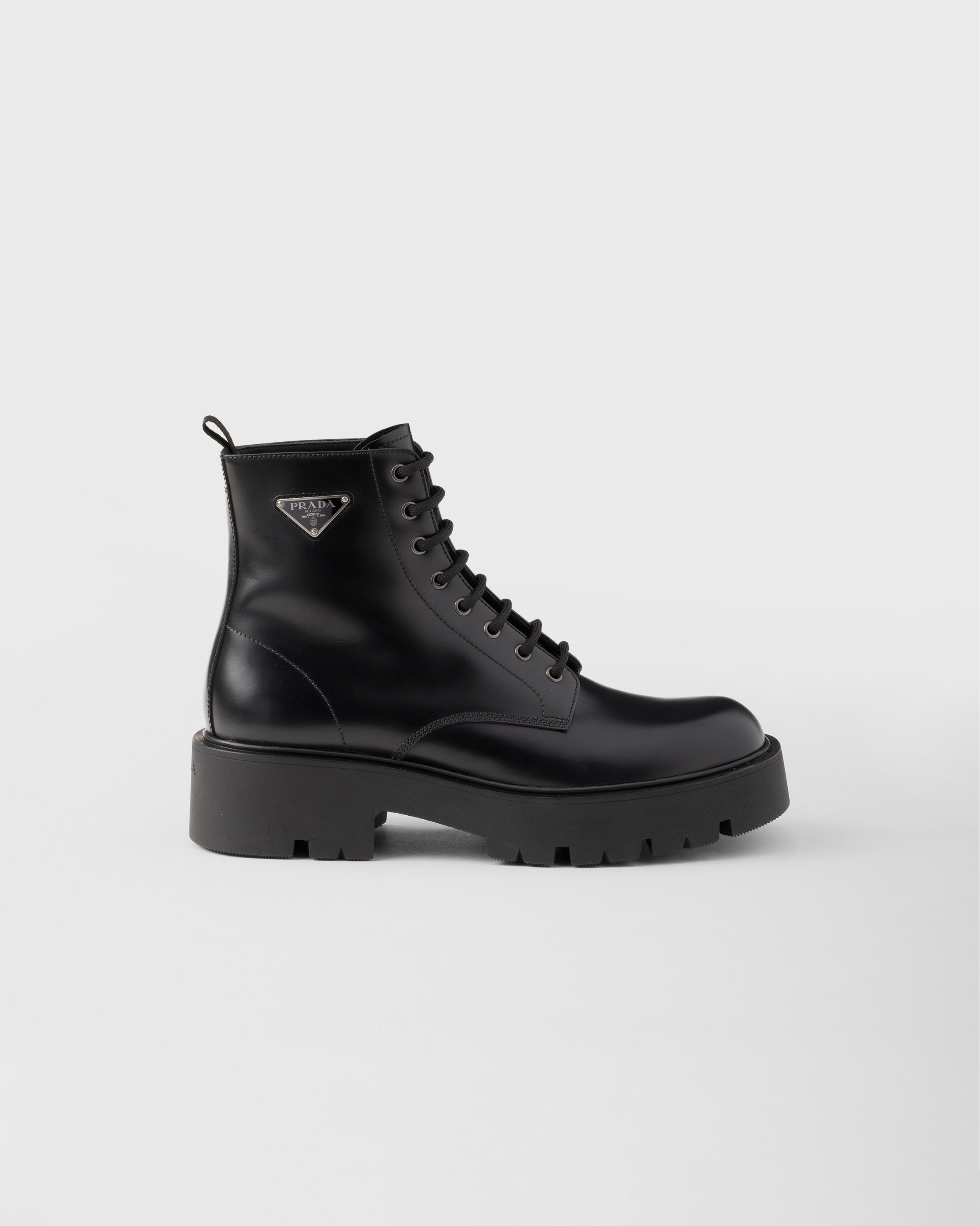 Prada Brushed Leather Combat Boots in Black for Men Lyst UK