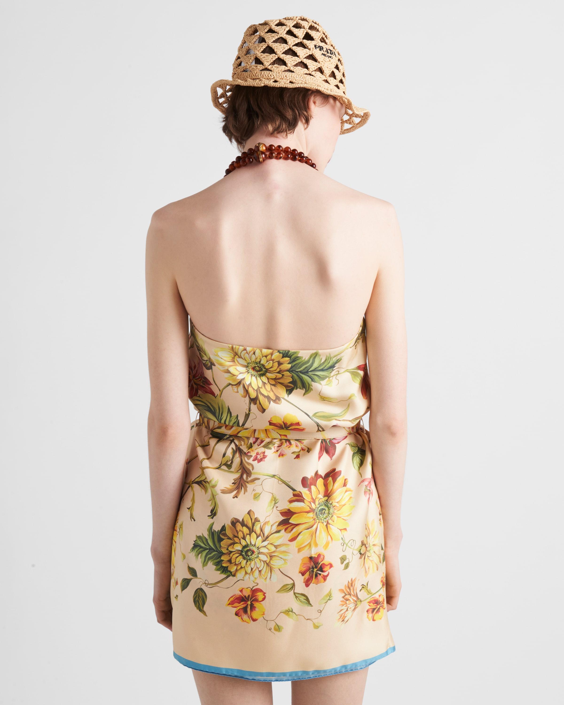 Prada Printed Silk Twill Mini-Dress in Metallic | Lyst