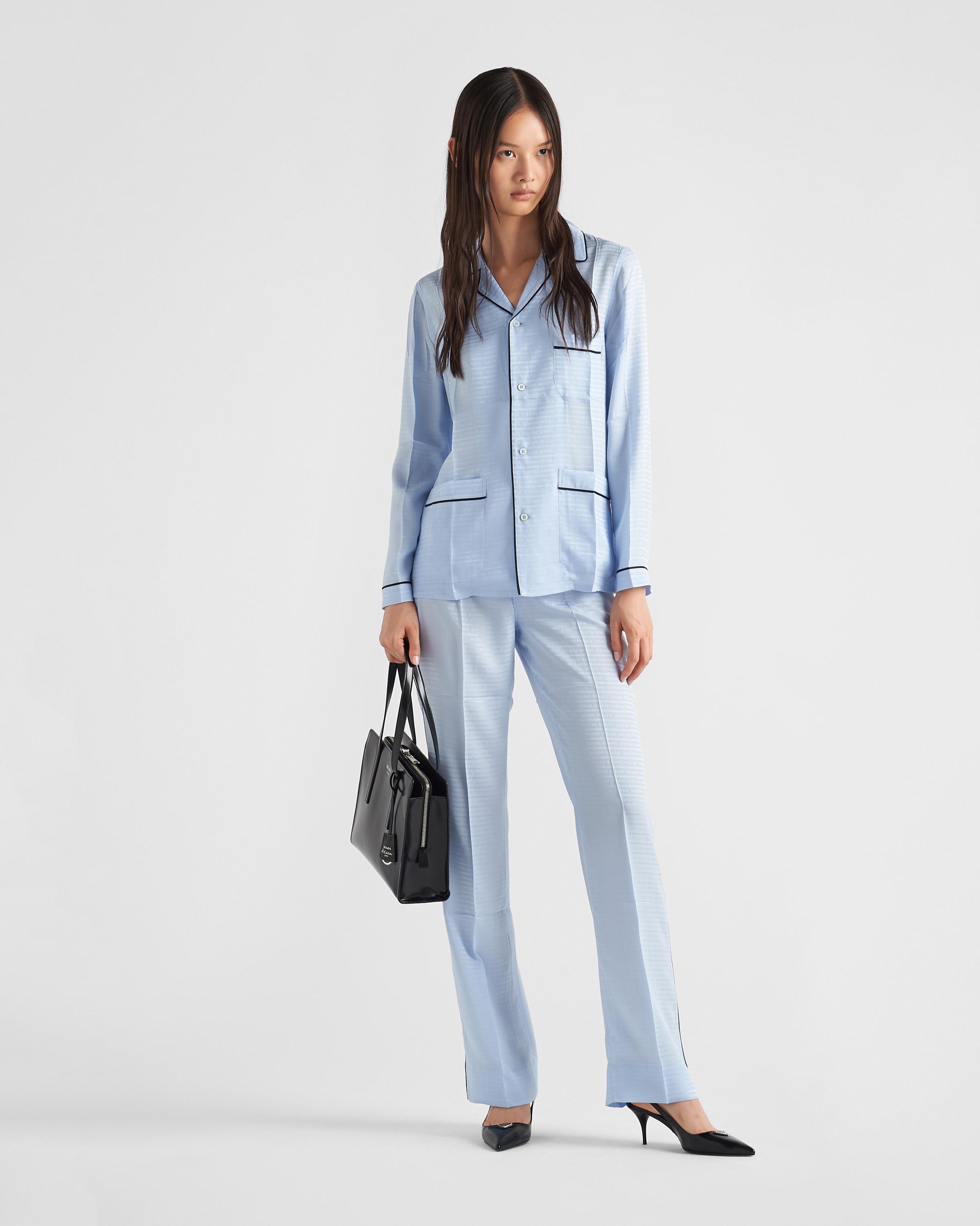 Prada Jacquard Crepe De Chine Pajamas in Blue Lyst UK