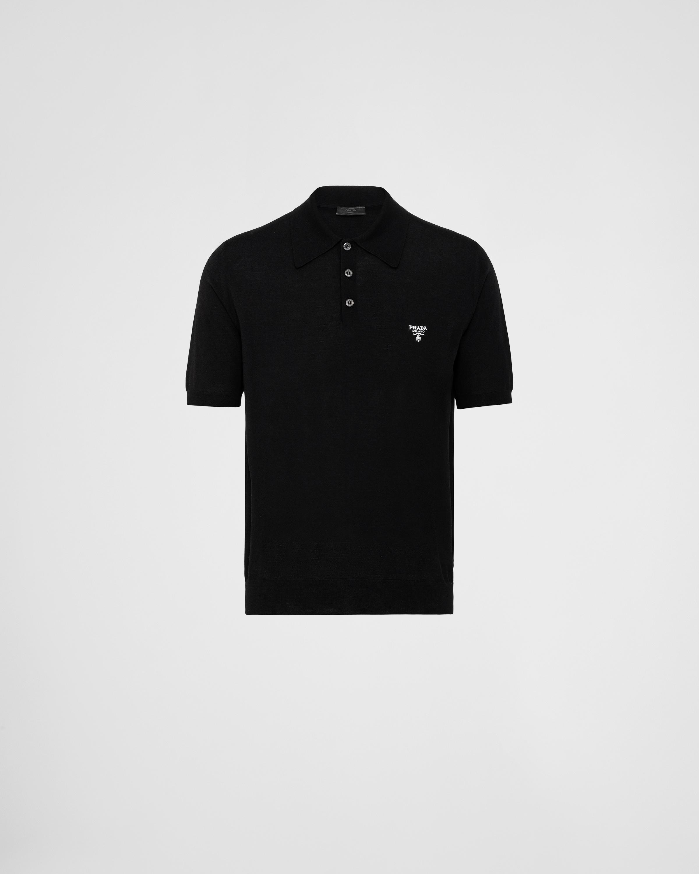 Men's black prada polo shirt hotsell