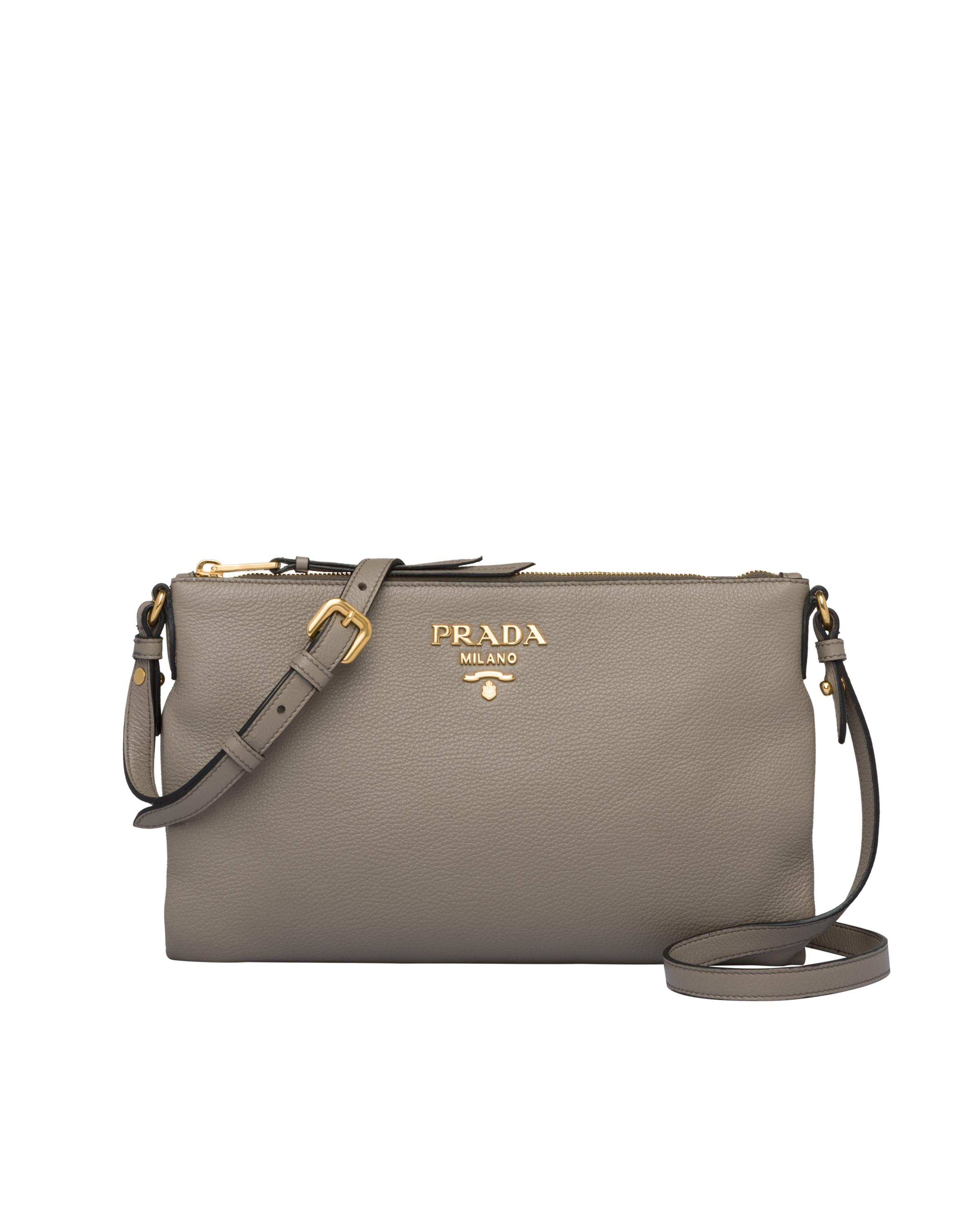 prada leather shoulder bag gray