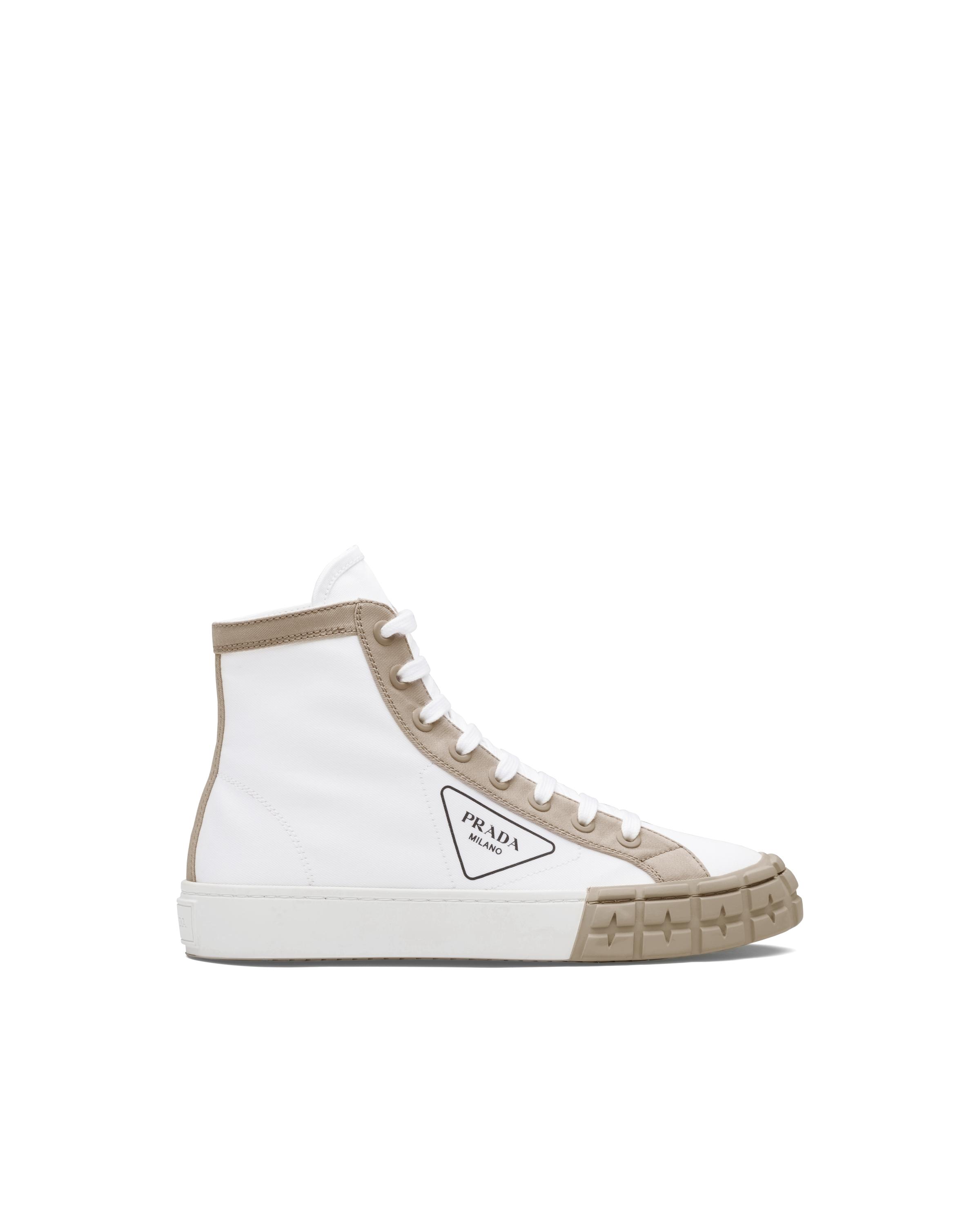 Prada Leather Gabardine Hi-top Sneakers in White - Lyst