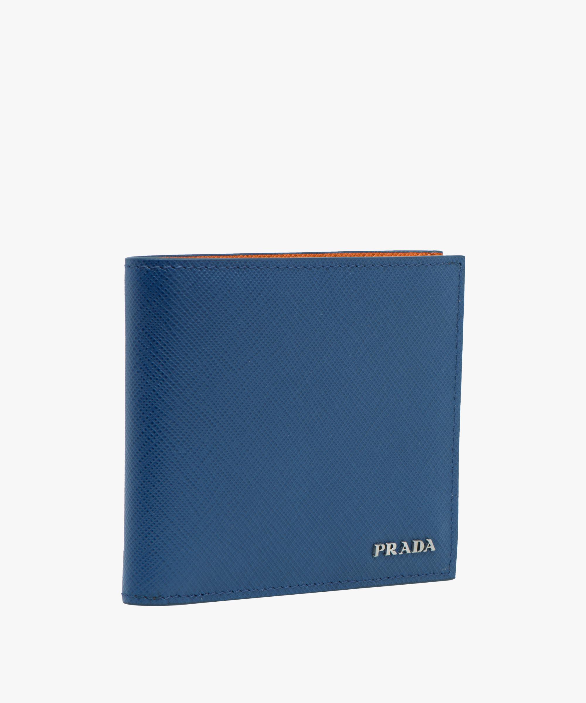 Prada Saffiano Leather Wallet in Blue for Men | Lyst