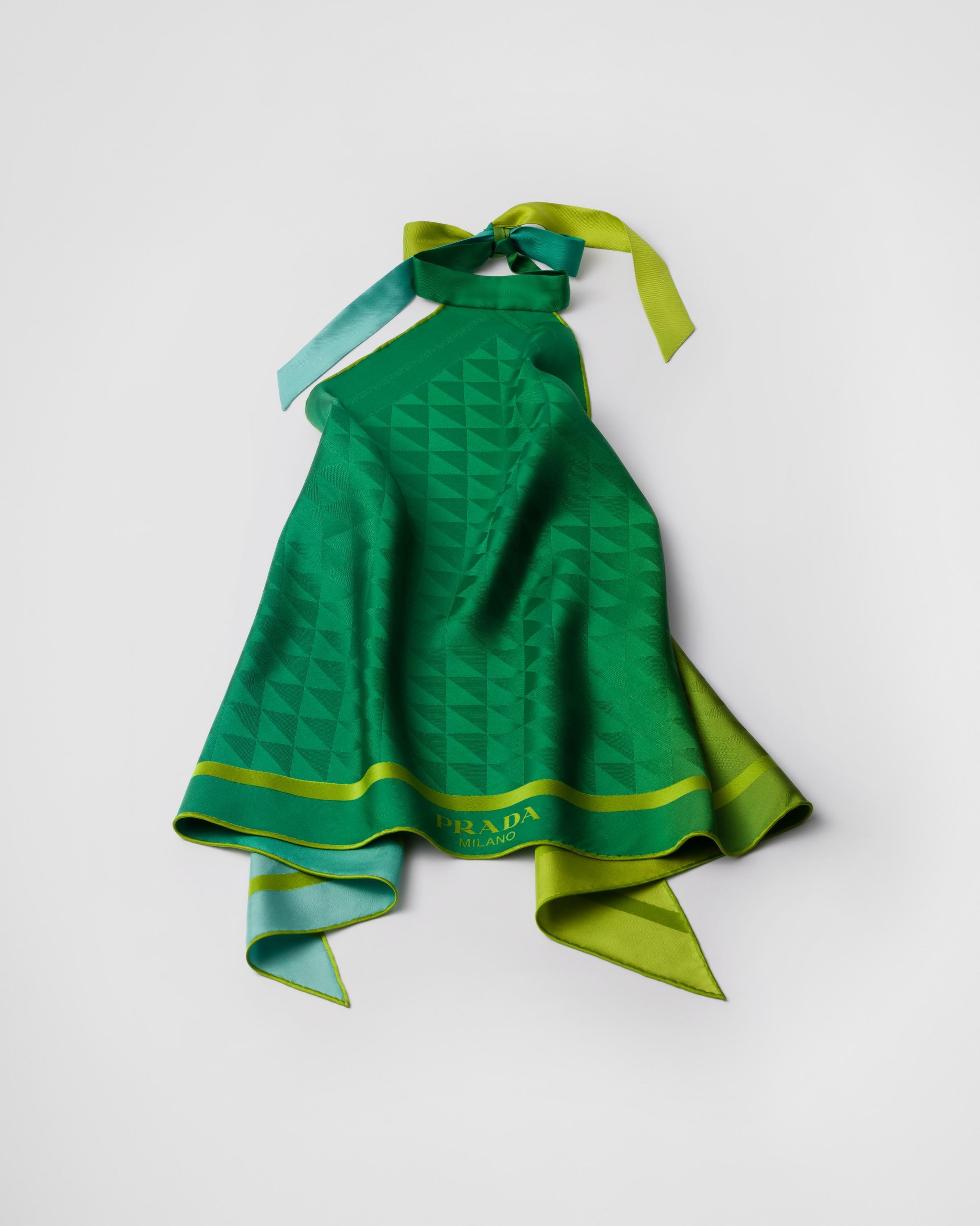 Prada Printed Silk-Twill Top in Green | Lyst