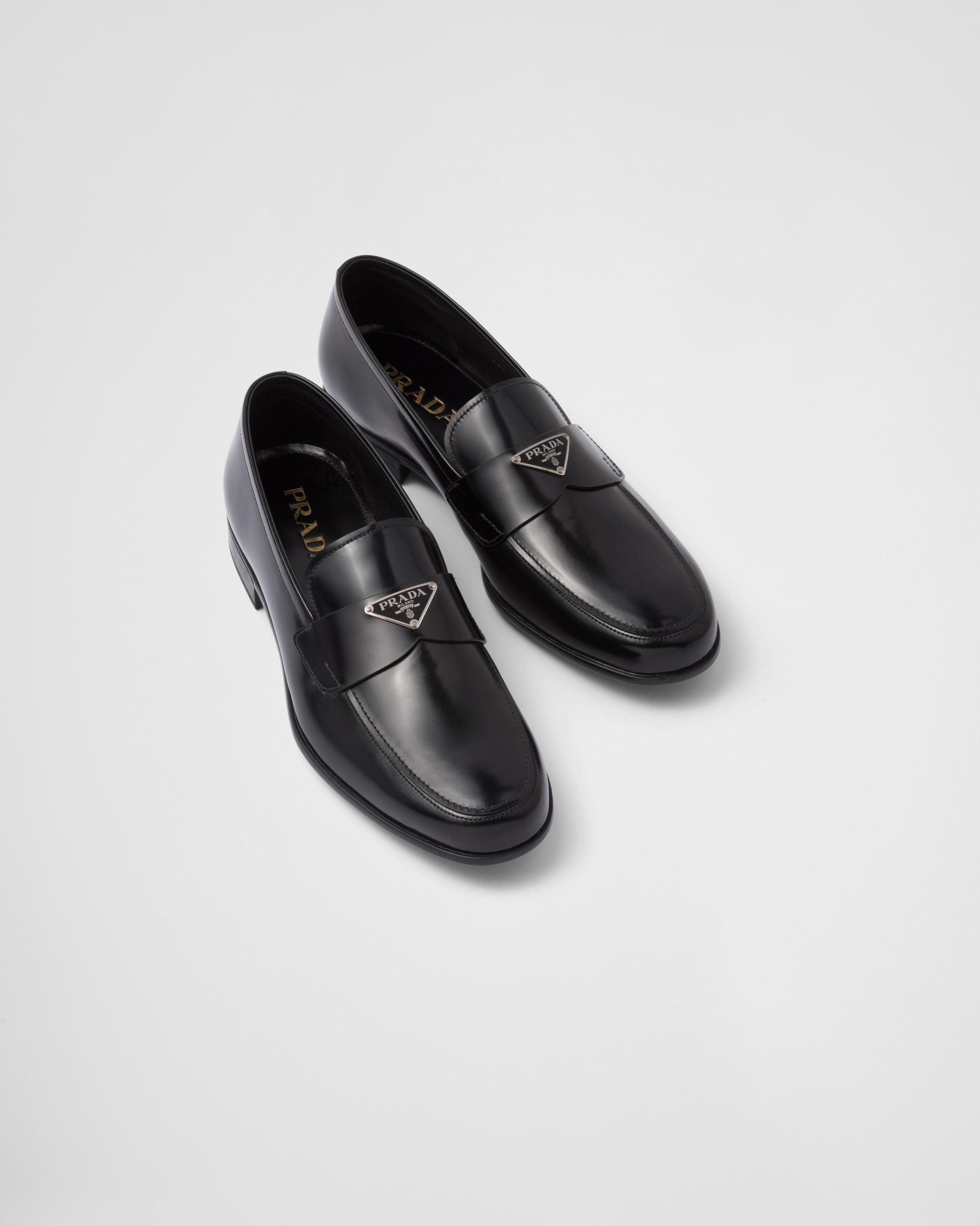 brushed leather loafers prada