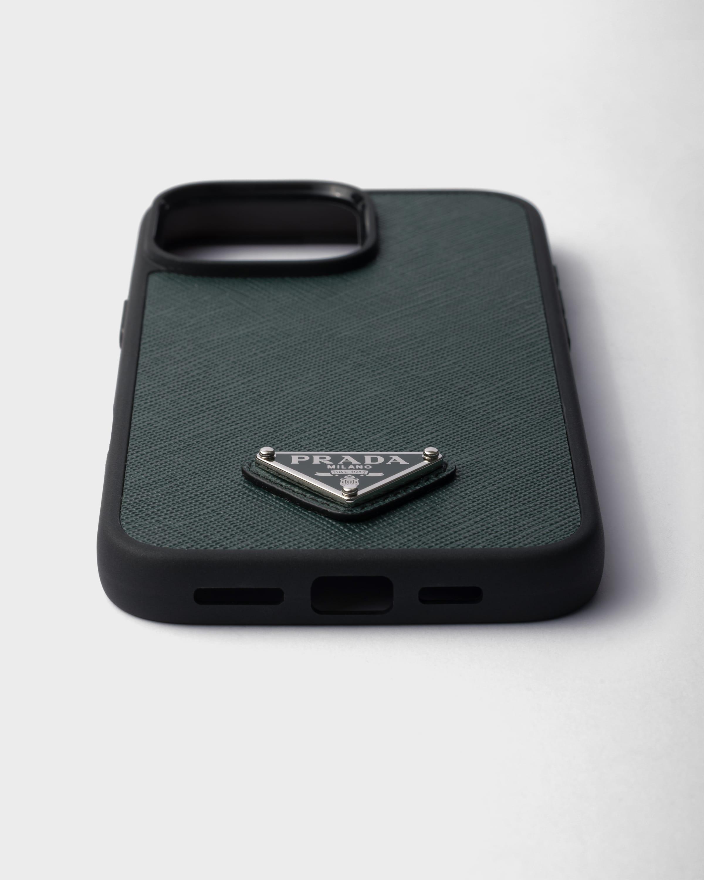 Prada Saffiano Leather Case For Iphone 16 Pro Max in Green