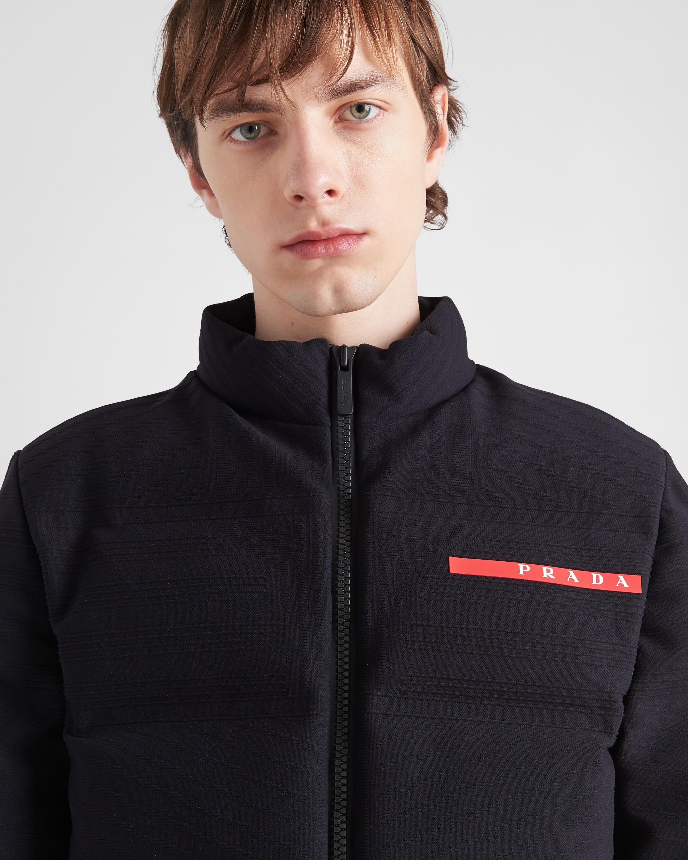 Prada Cropped Technical Knit Puffer Jacket in Black for Men | Lyst