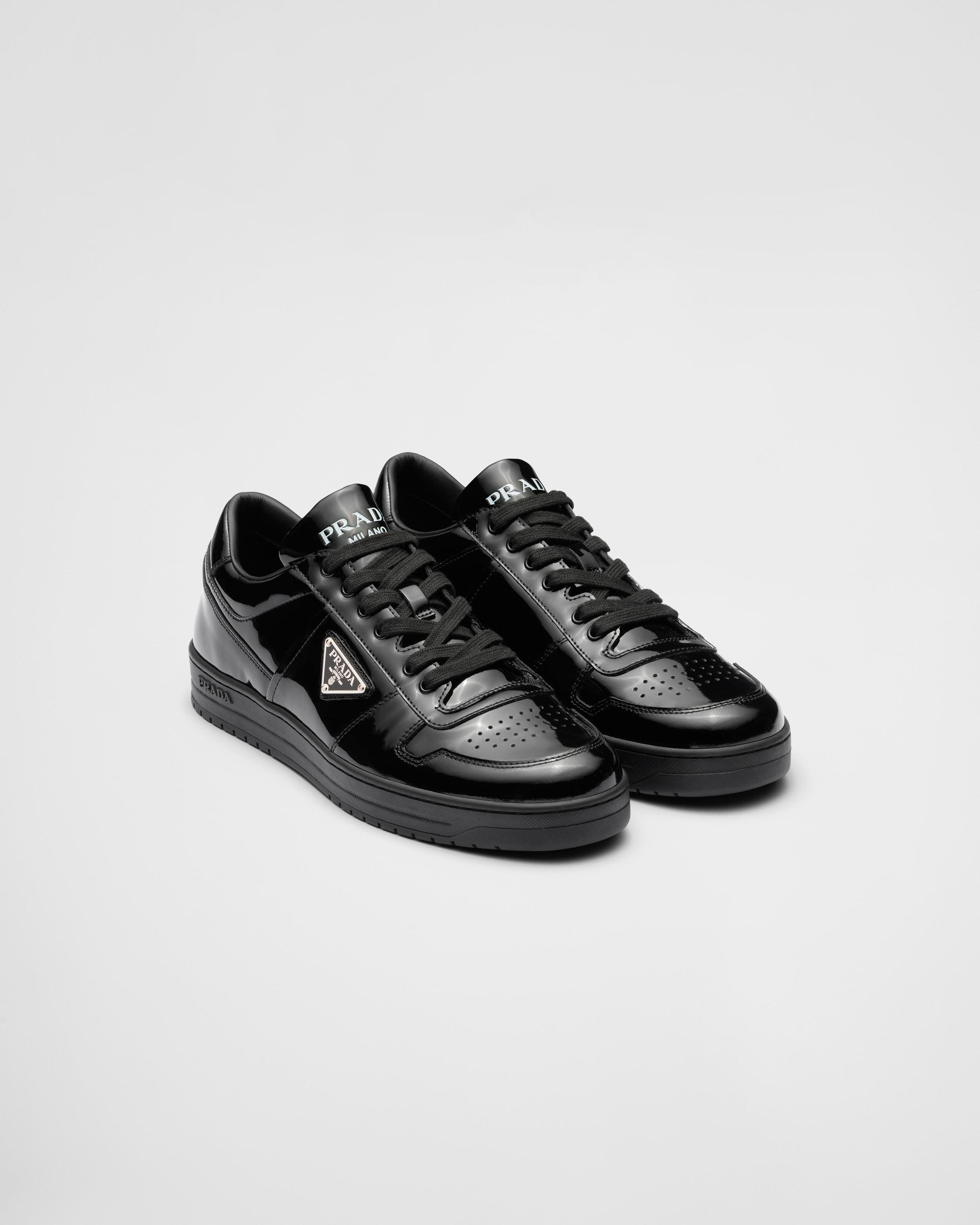 Prada Downtown Patent Leather Sneakers in Black for Men | Lyst