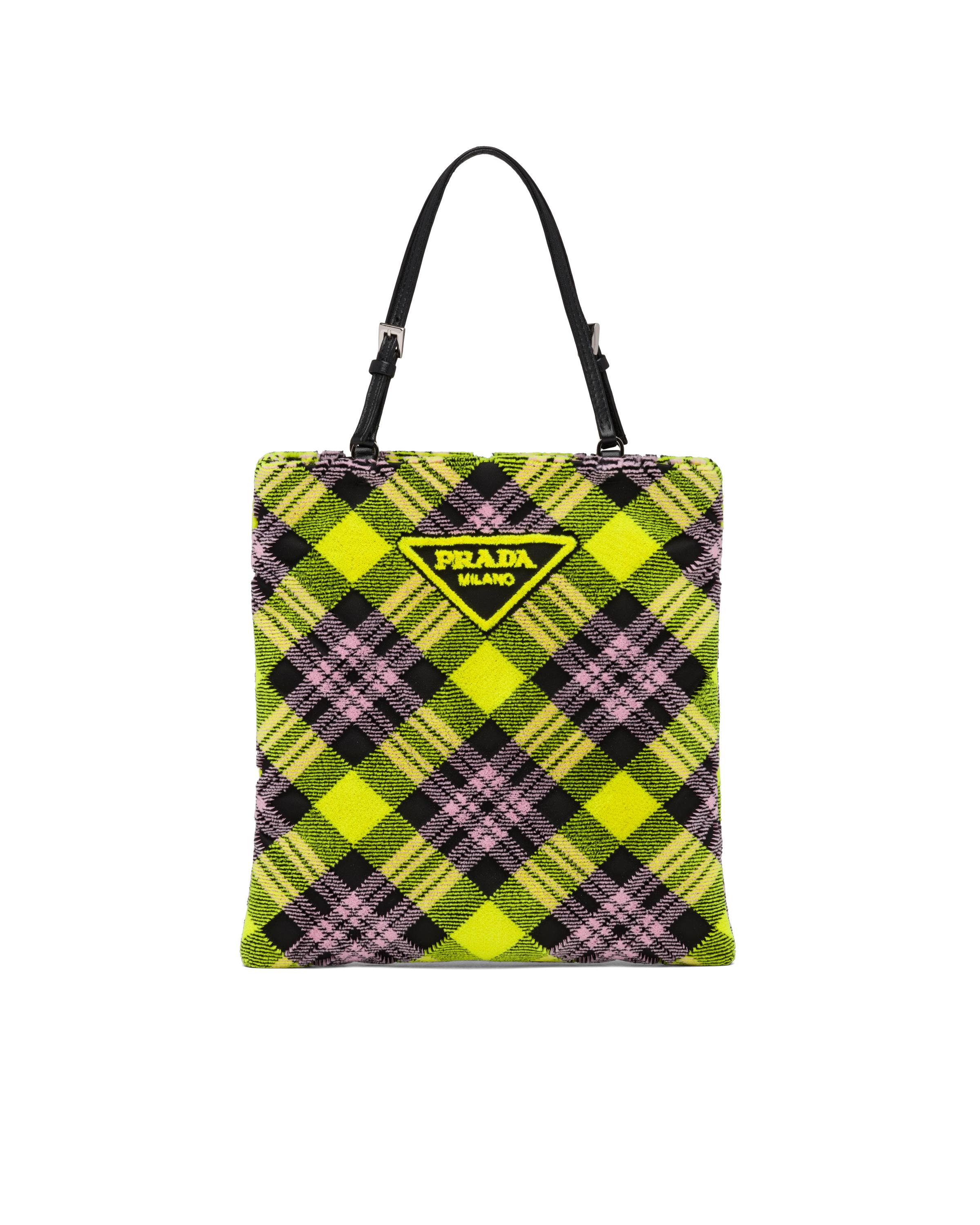 Prada Plaid Velvet Handbag With Logo in Lime Green (Yellow) | Lyst