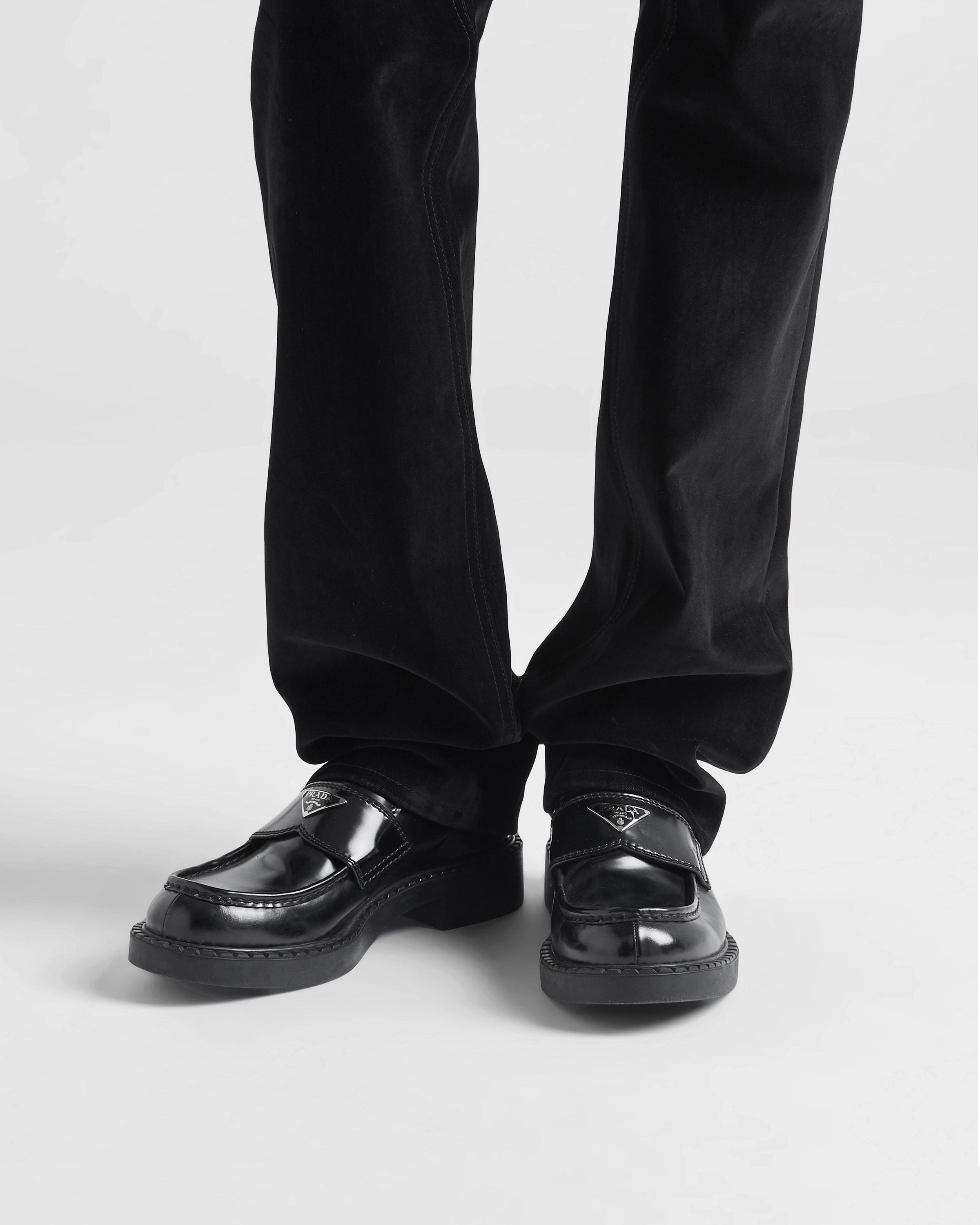 Prada Chocolate Brushed Leather Loafers in Black for Men | Lyst