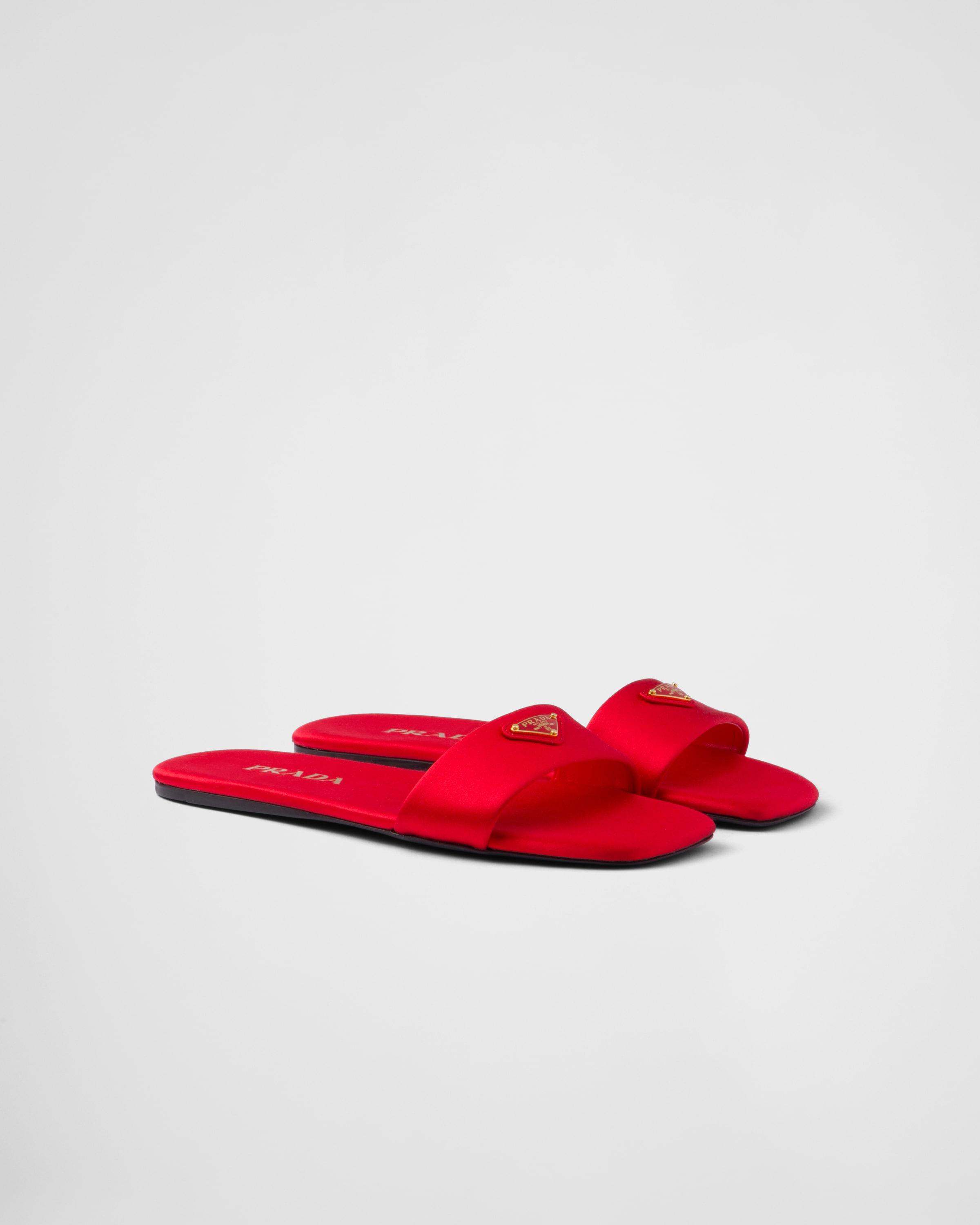 Prada Satin Slides in Red Lyst