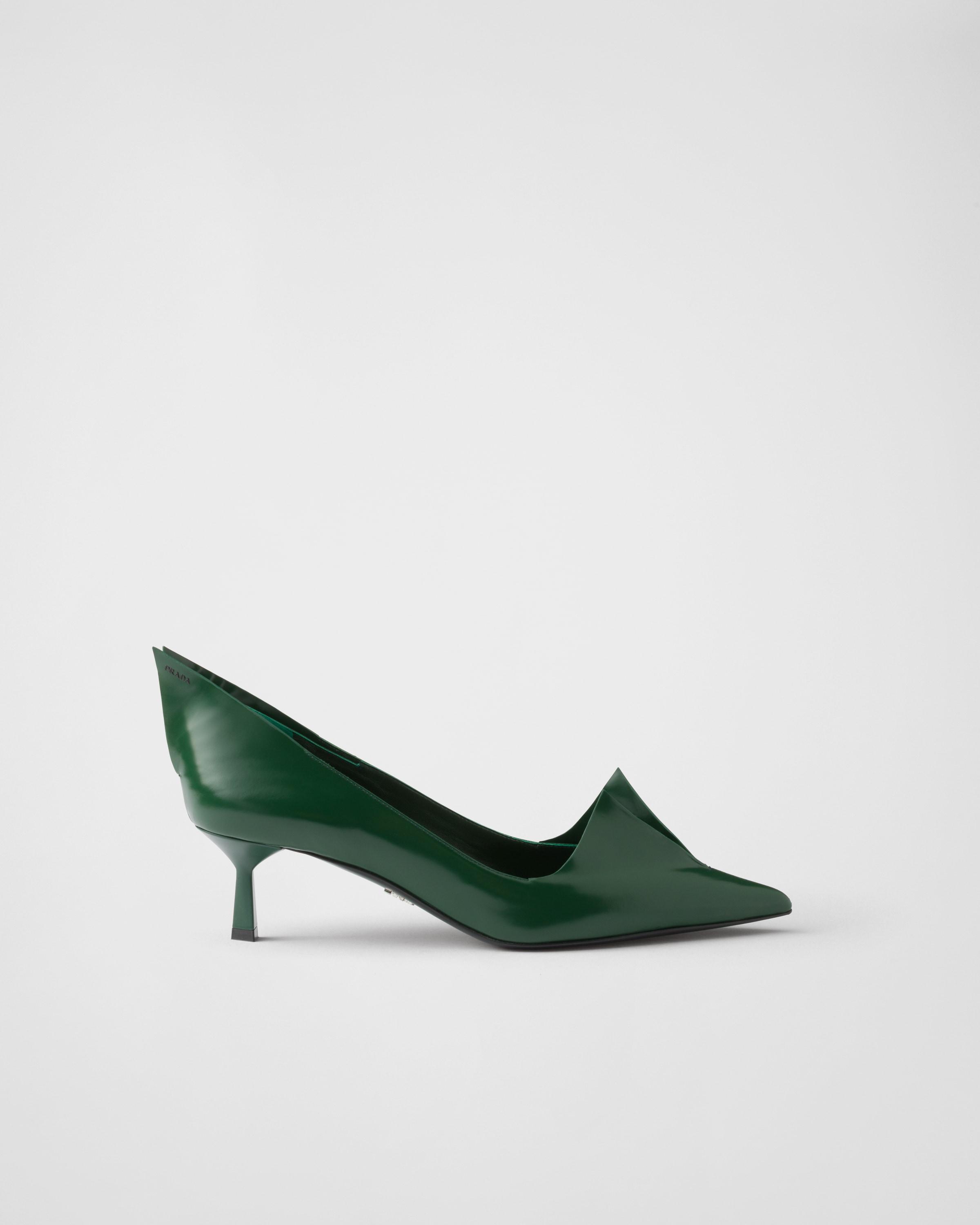 Prada Brushed Leather Pumps in Green | Lyst UK