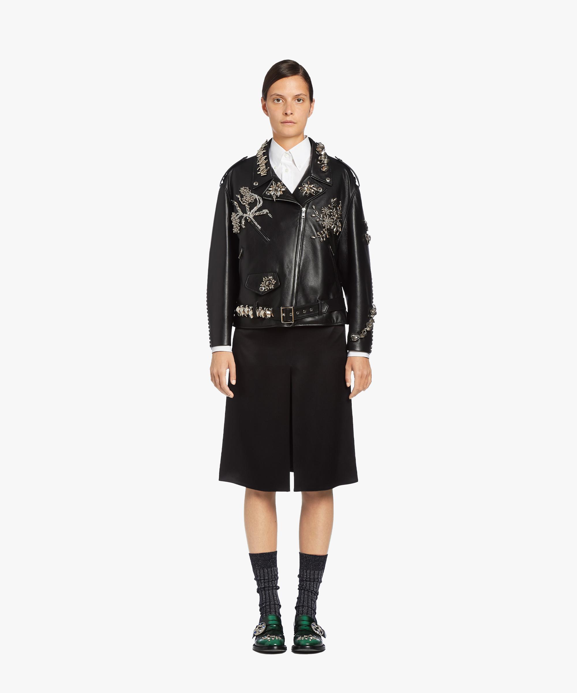 studded embroidered leather jacket