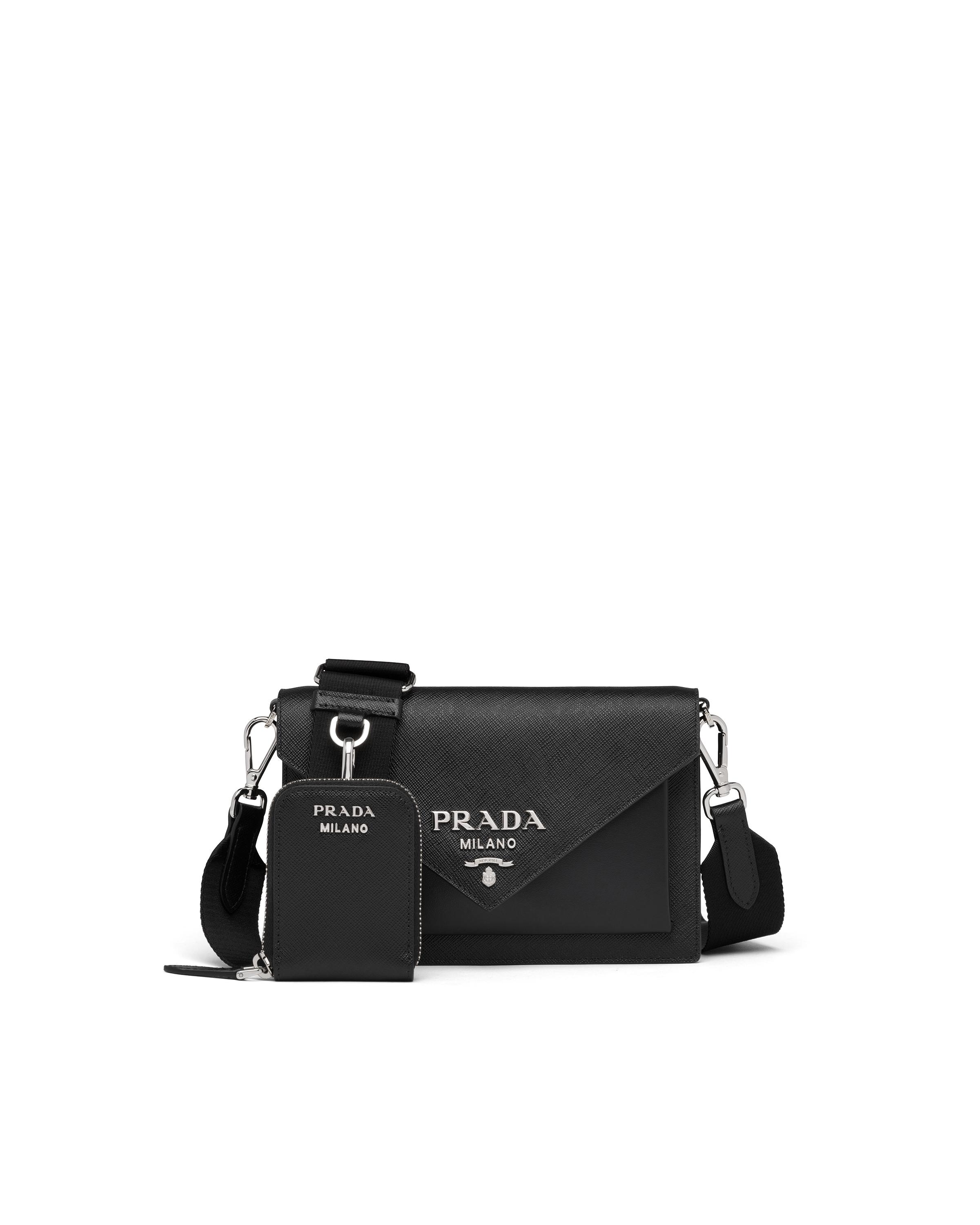 Prada Mini Saffiano Leather Strap Crossbody Bag Natural