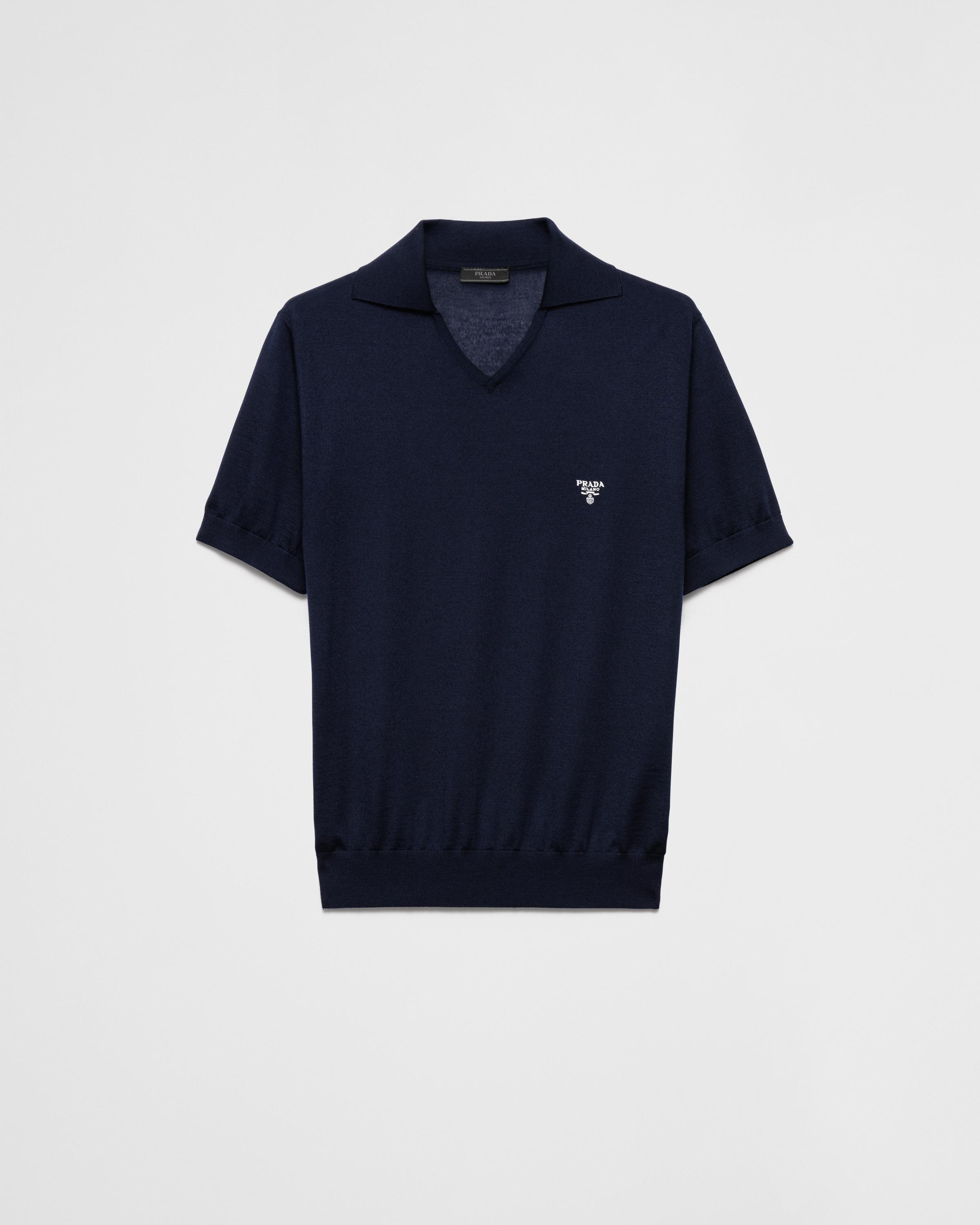 Prada Cashmere Polo Shirt in Blue for Men Lyst UK