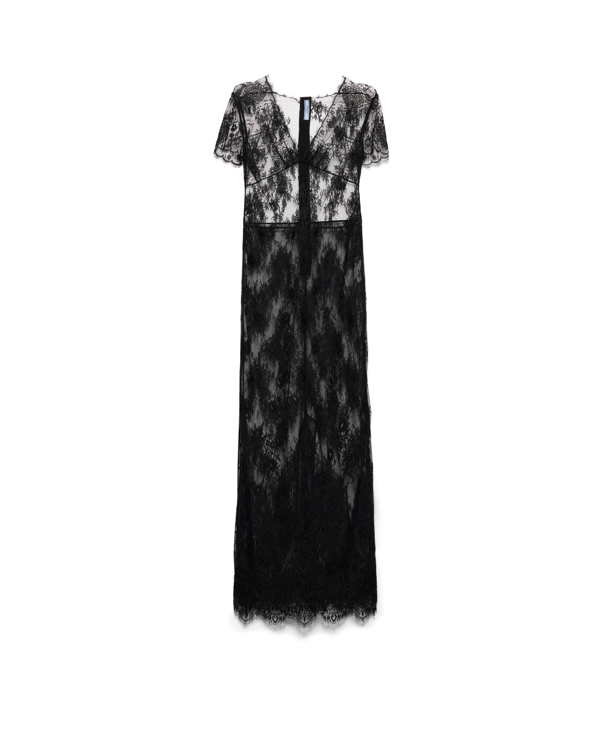 Prada Long Lace Dress in Black | Lyst