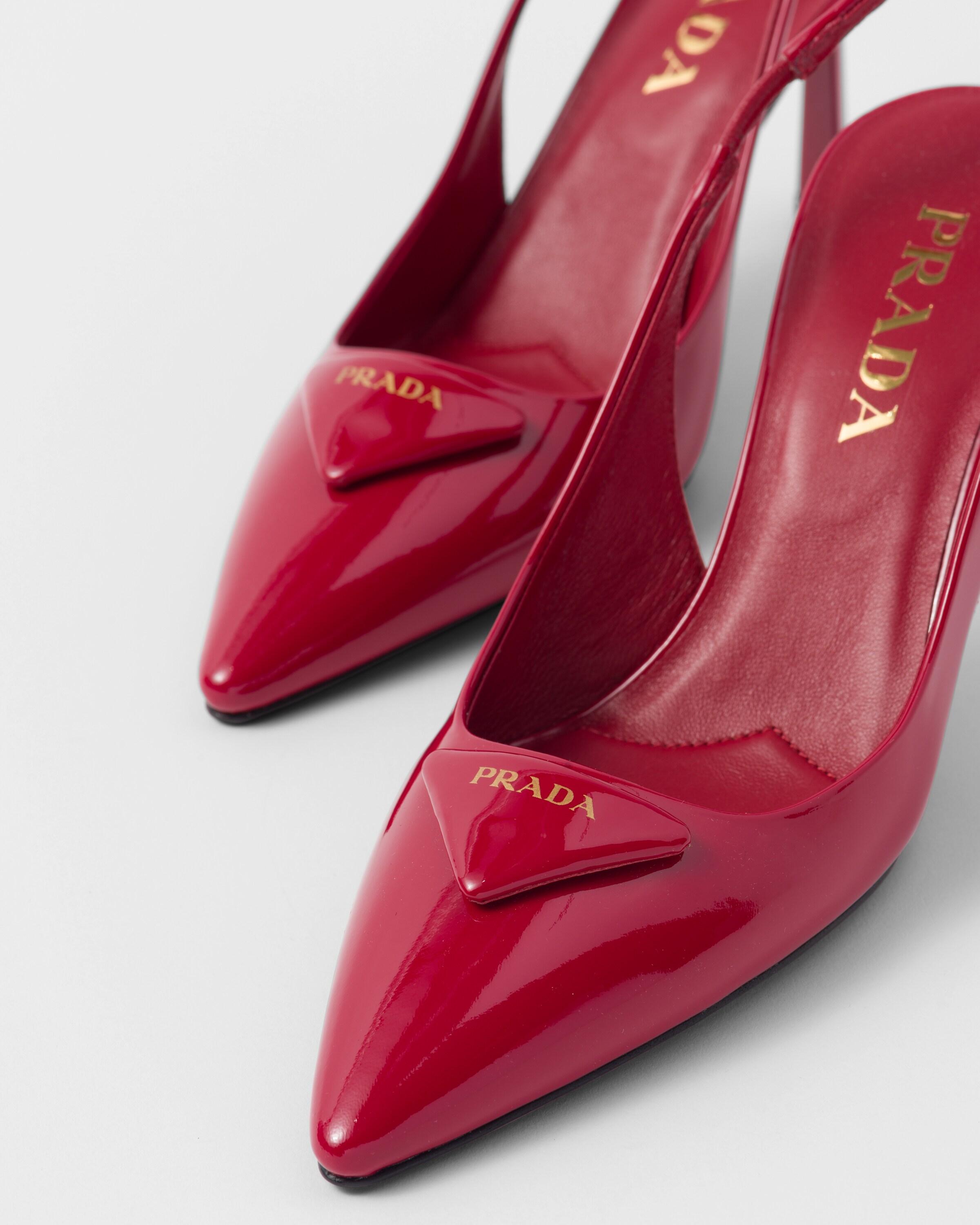 Prada Patent Leather Slingback Pumps in Red | Lyst