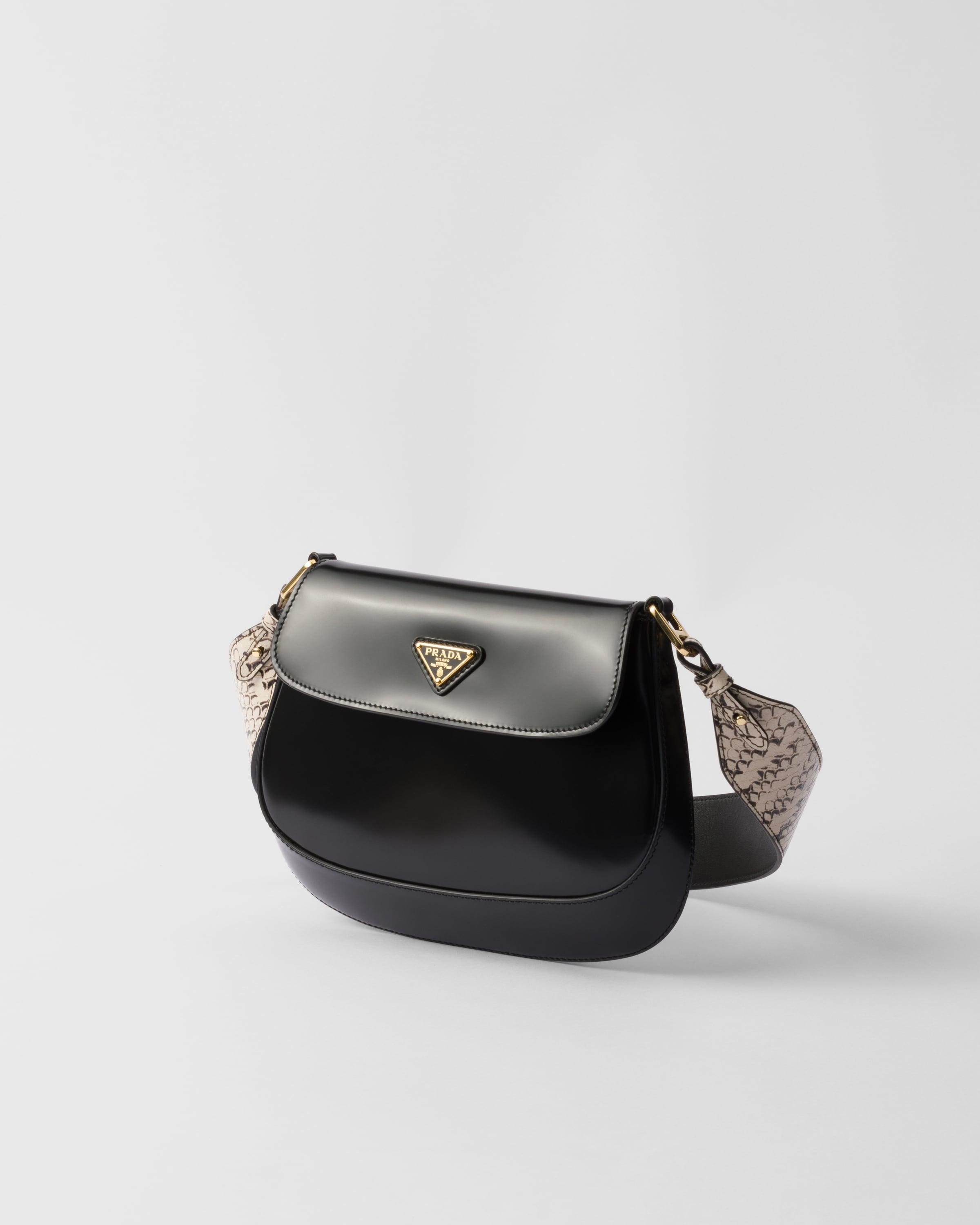 Prada Cleo Ayers And Brushed Leather Flap Bag in Black Lyst UK