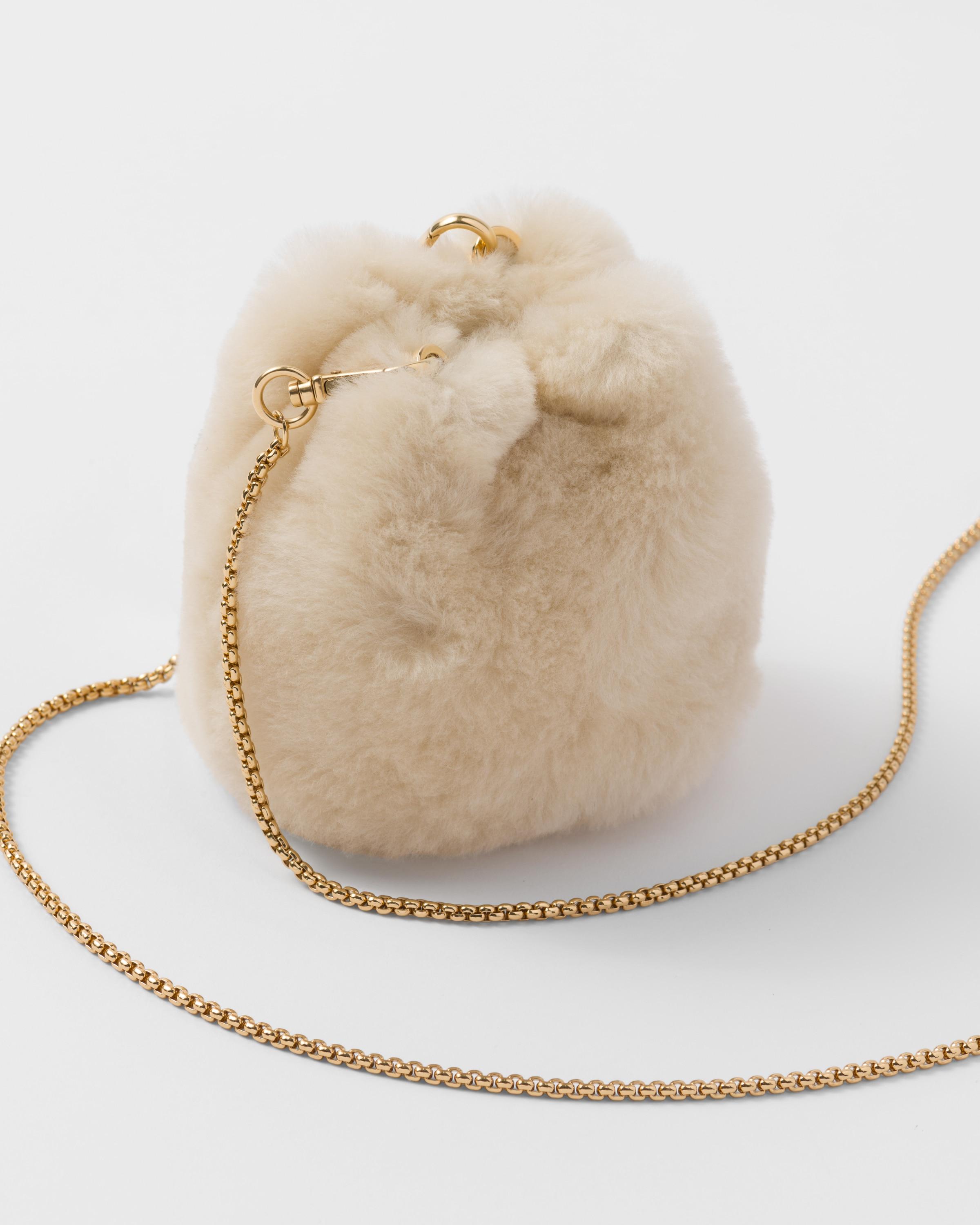 Prada Shearling Mini-pouch in White | Lyst