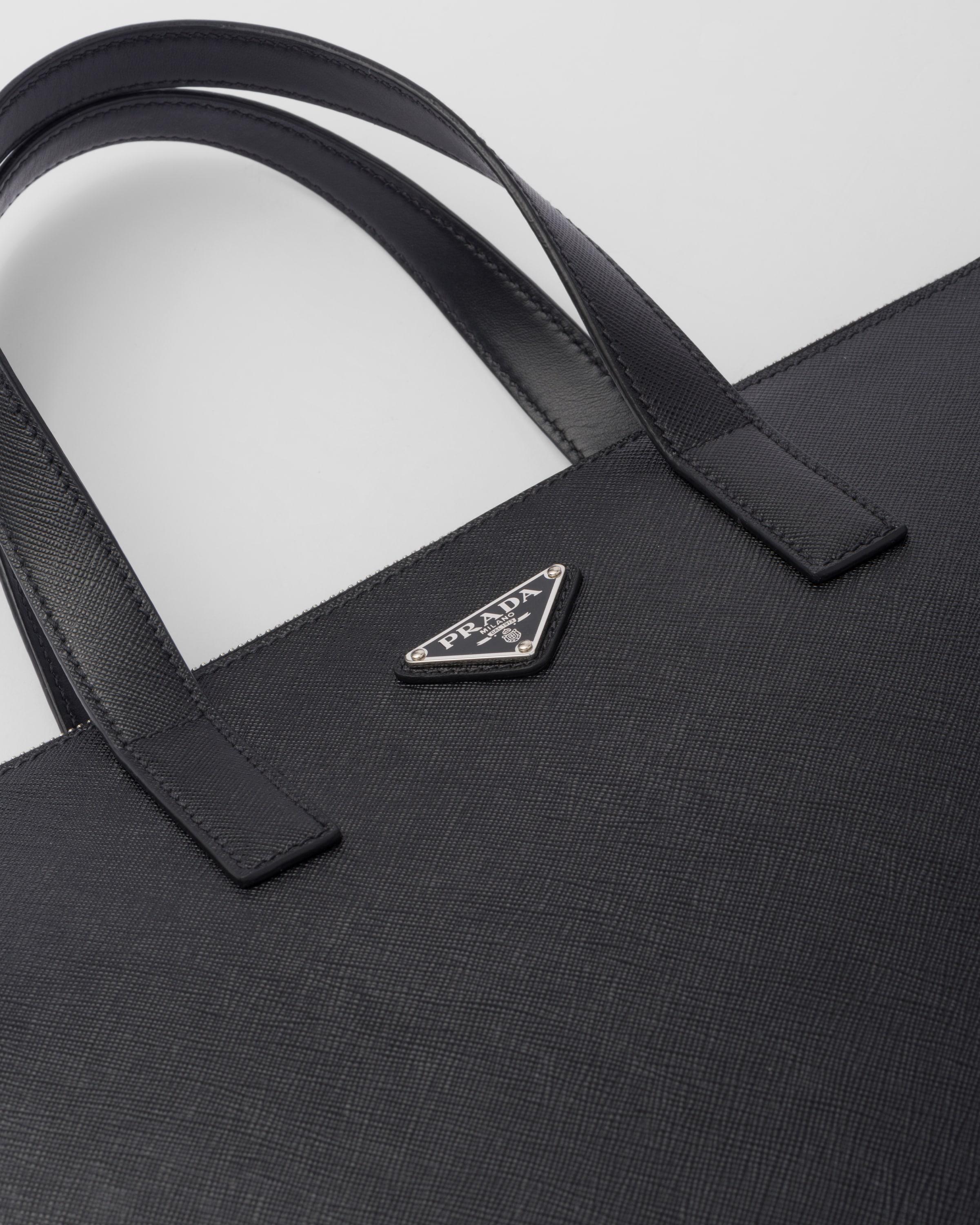 Prada Saffiano Leather Tote in Black for Men | Lyst