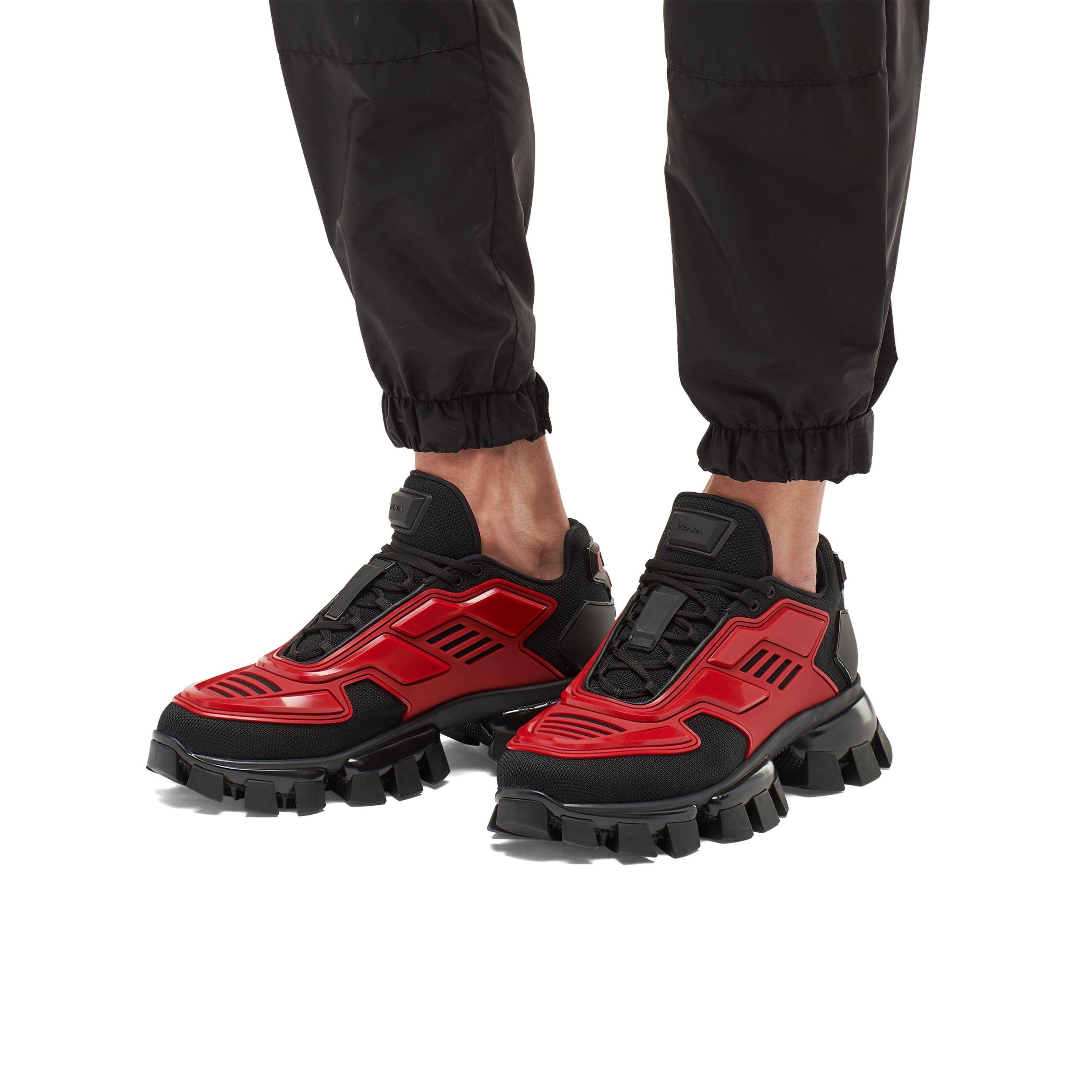 red and black prada sneakers