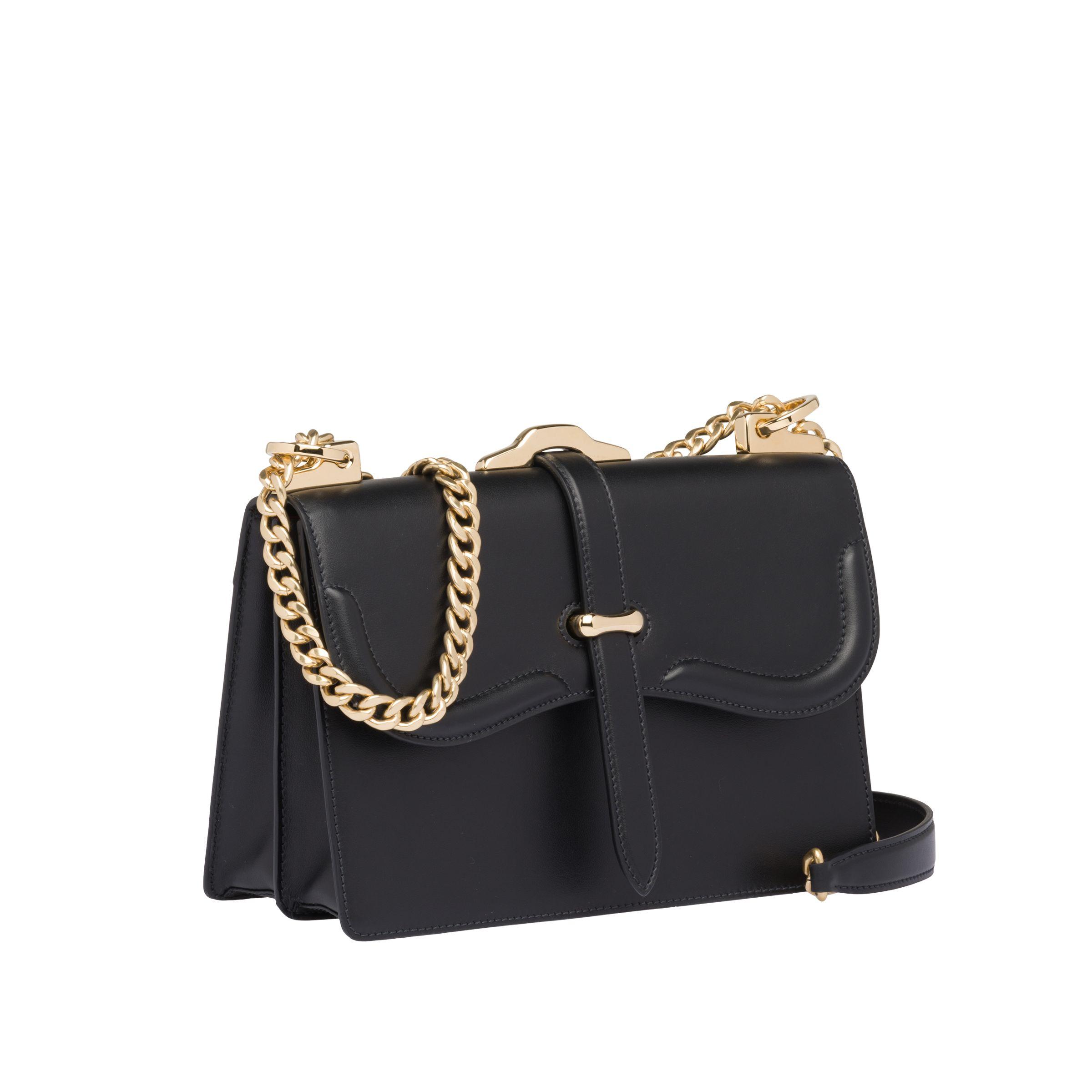 Prada Belle Leather Shoulder Bag in Black - Lyst