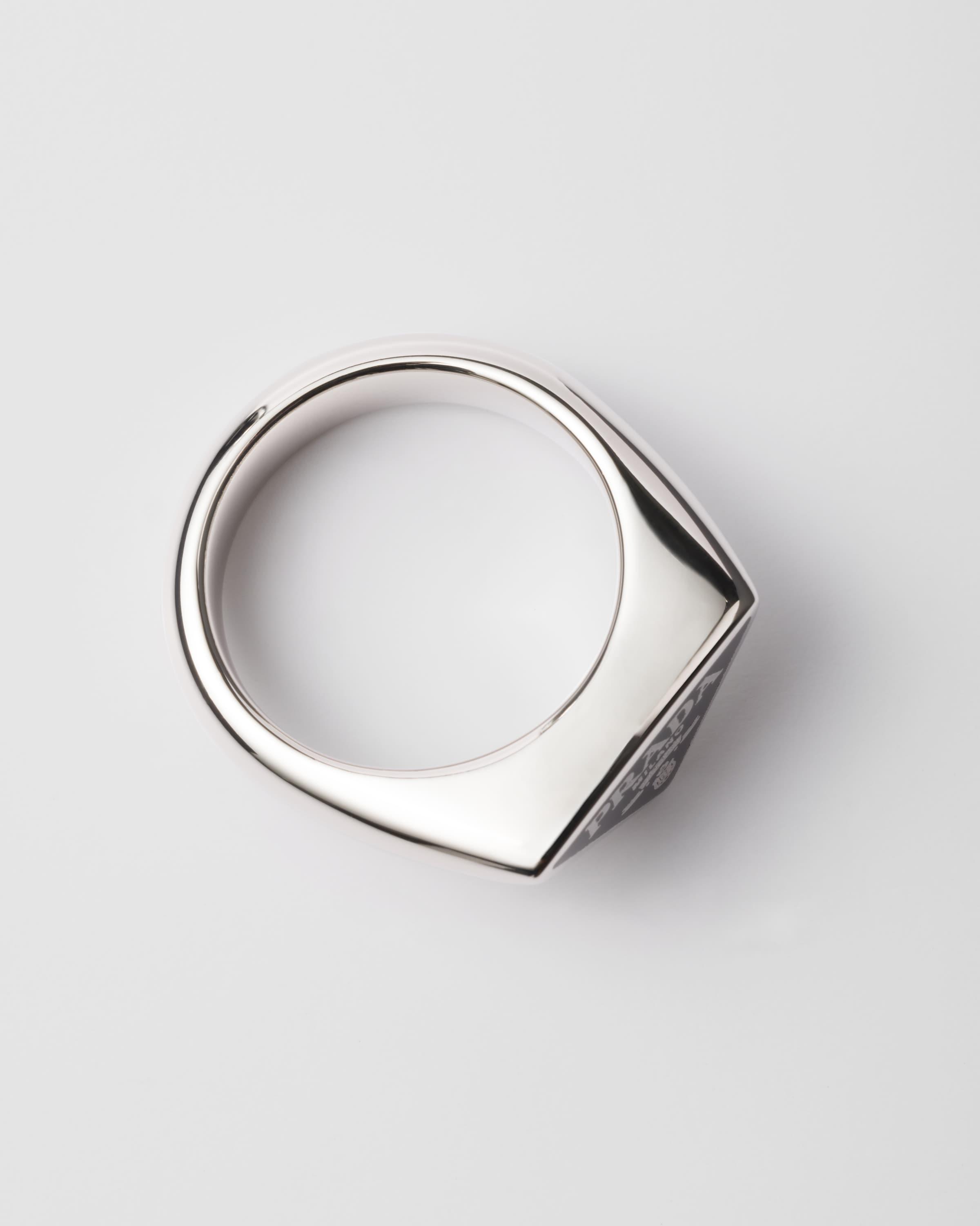 Prada Enameled Ring in White for Men | Lyst UK