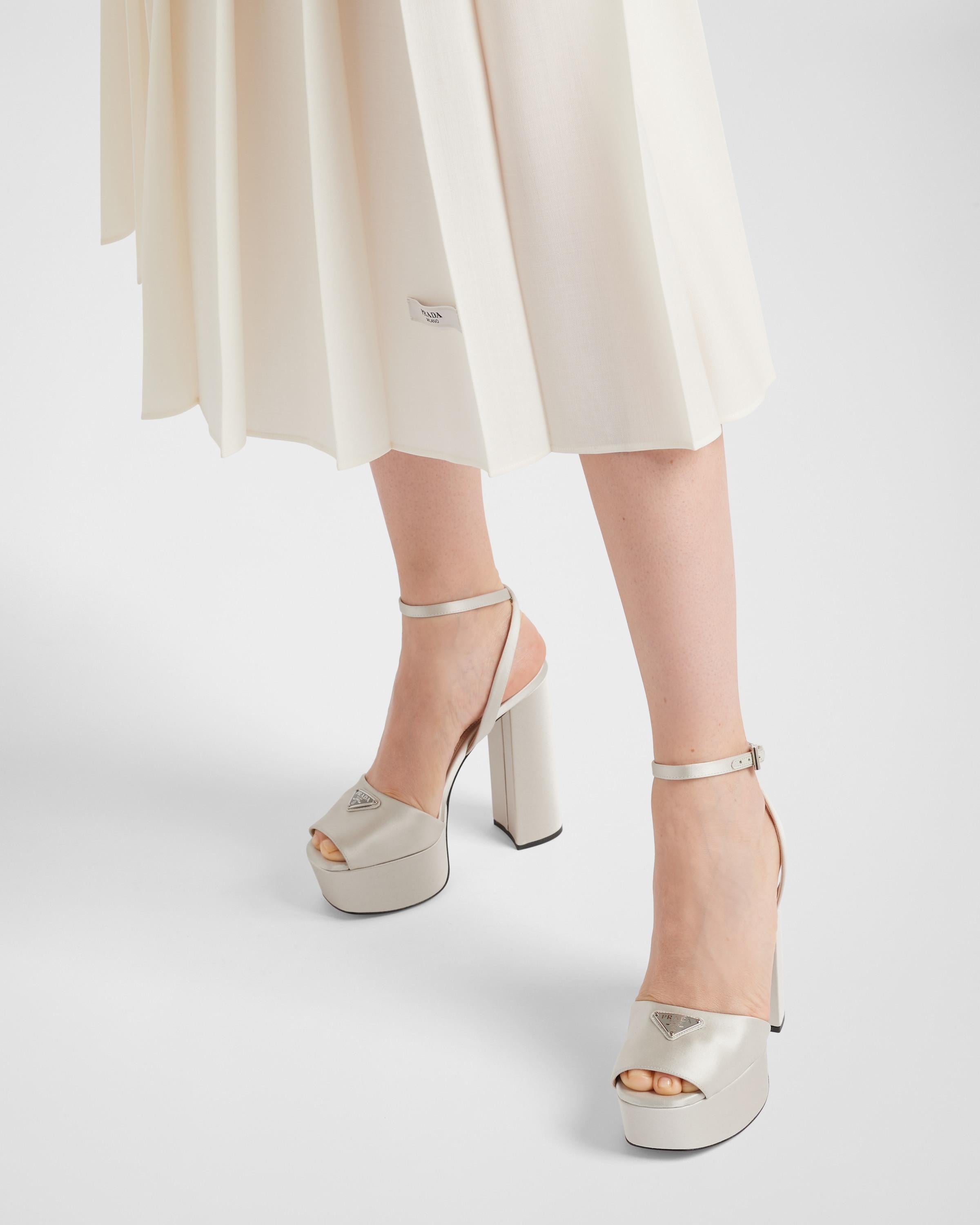 Prada High-heeled Satin Sandals in White | Lyst