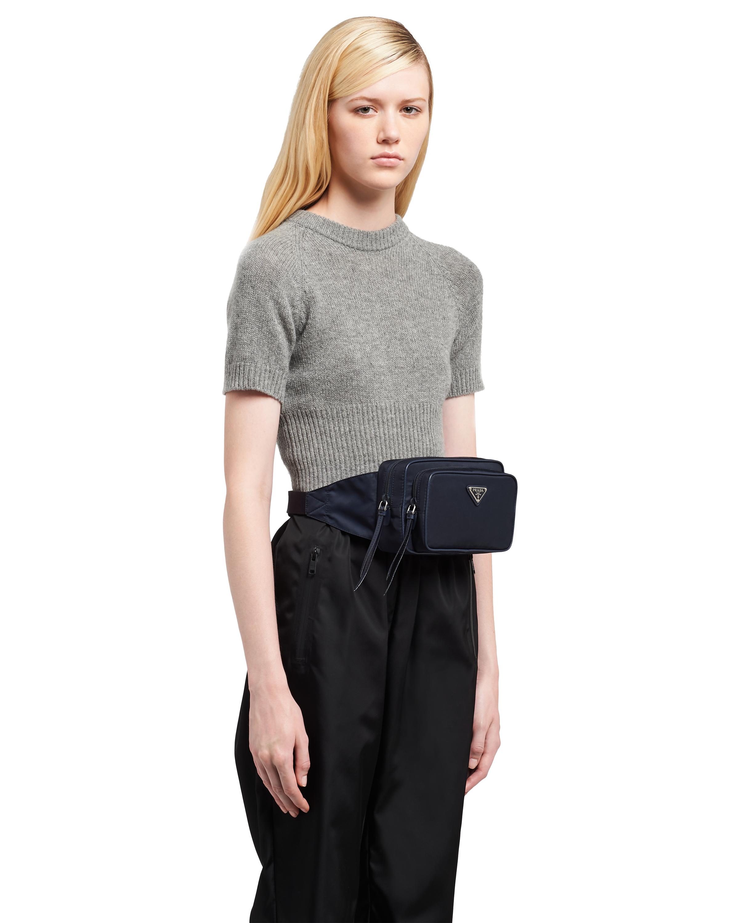 Prada Fabric And Leather Belt Bag in Blue Lyst