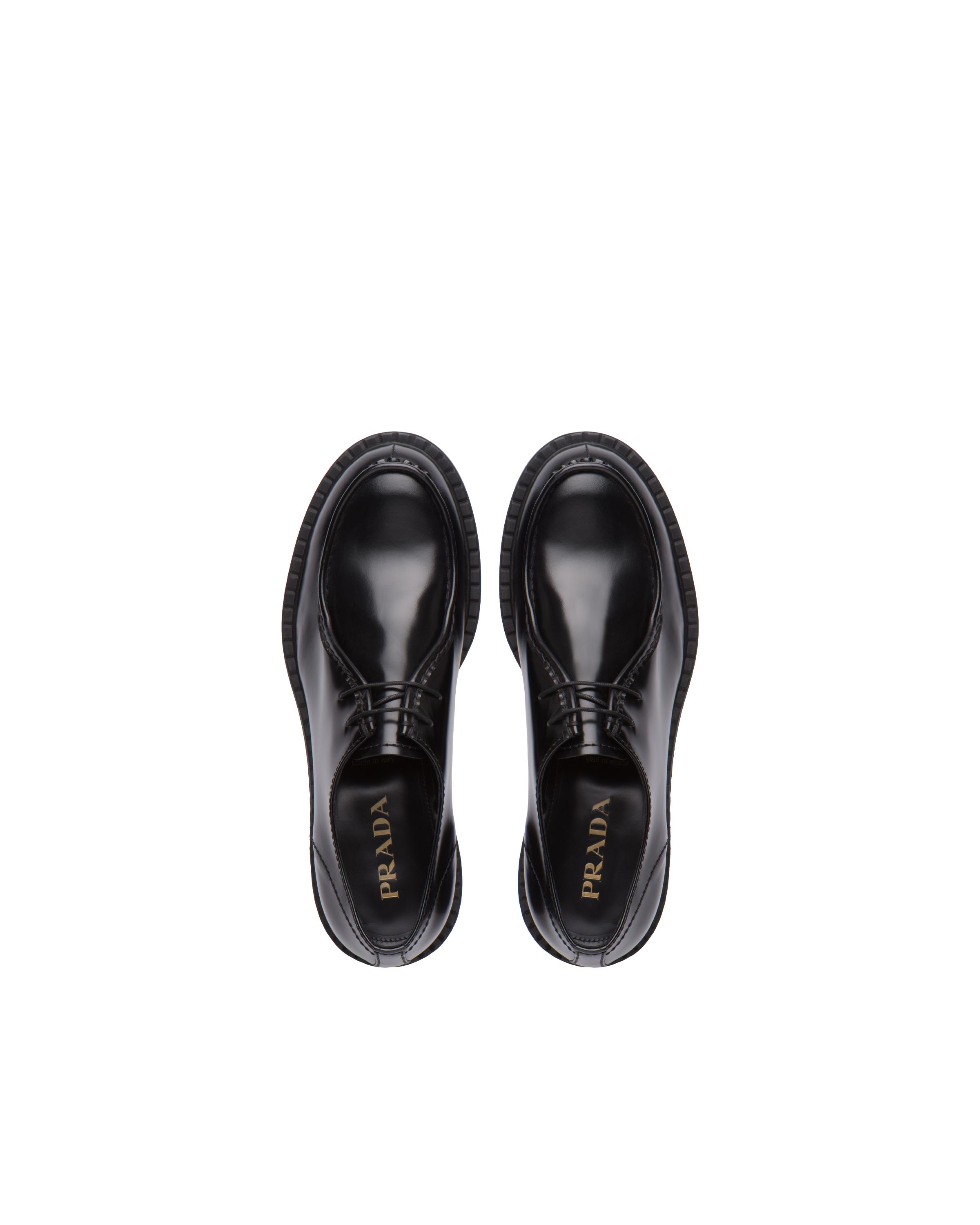 Prada Brushed Leather Laced Shoes in Black for Men - Lyst