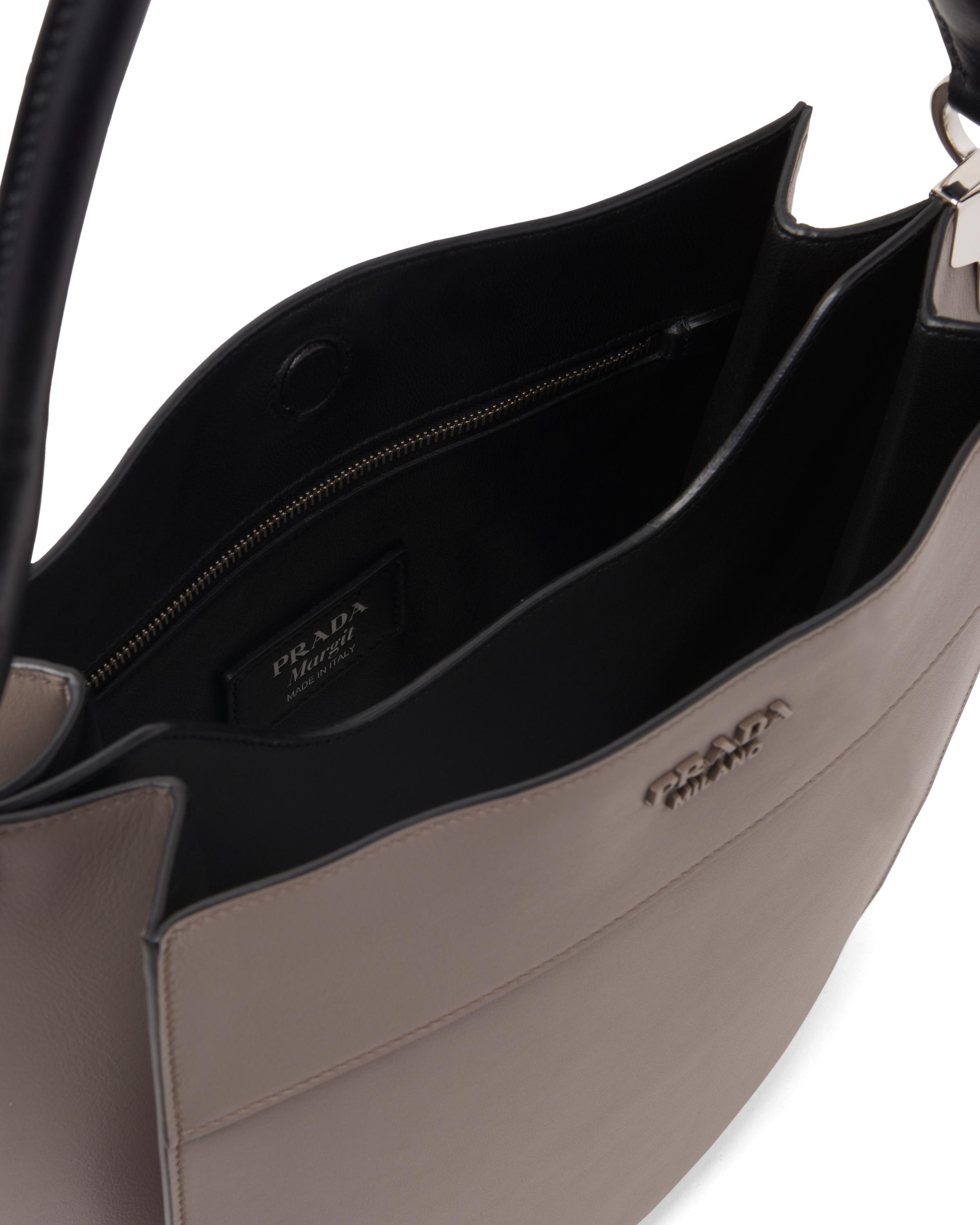 Prada Margit Leather Hobo Bag Clay Gray Paul Smith