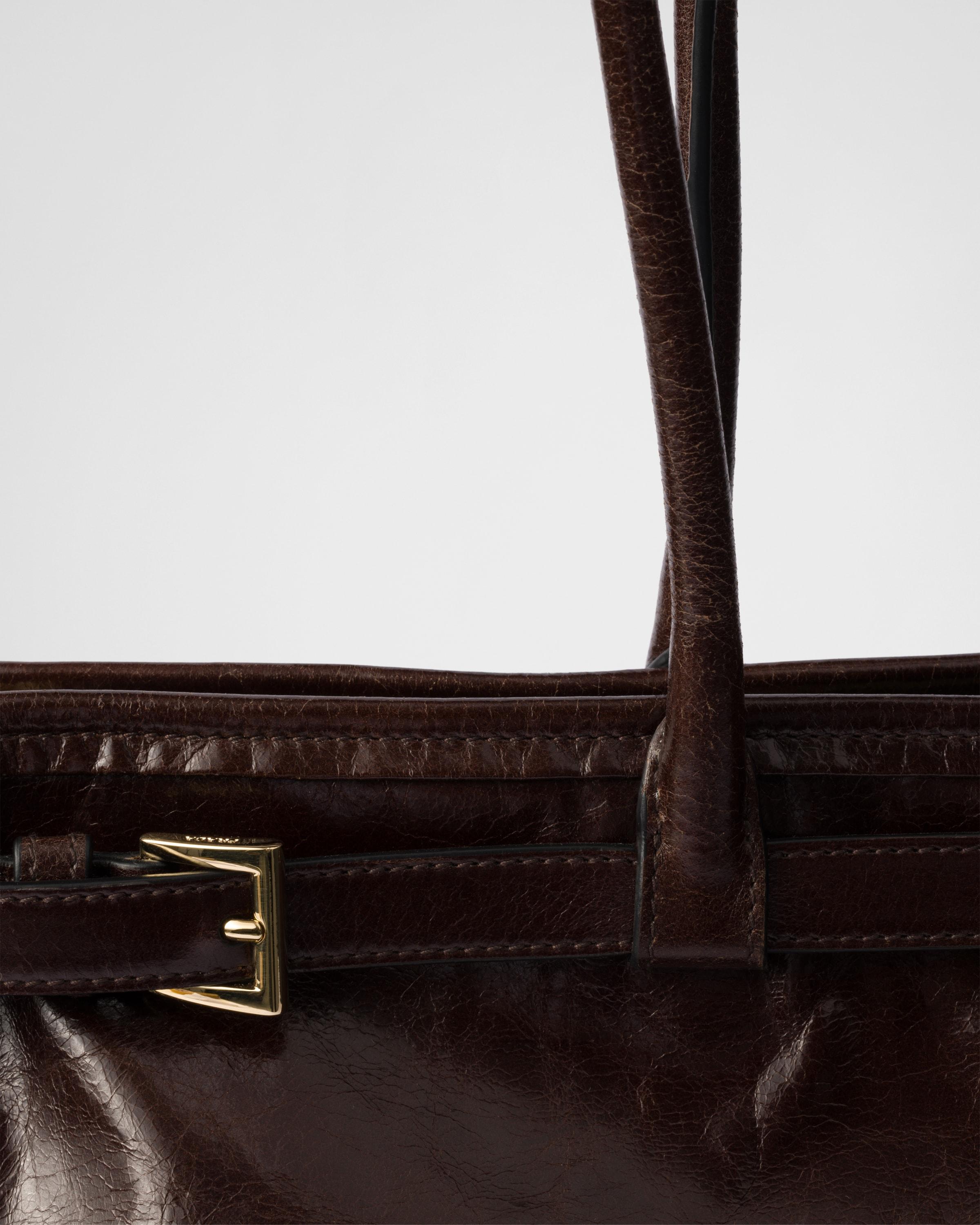 【PRADA】BONNIE LARGE LEATHER HANDBAG Black Prada Bonnie Large Leather Handbag | PRADA