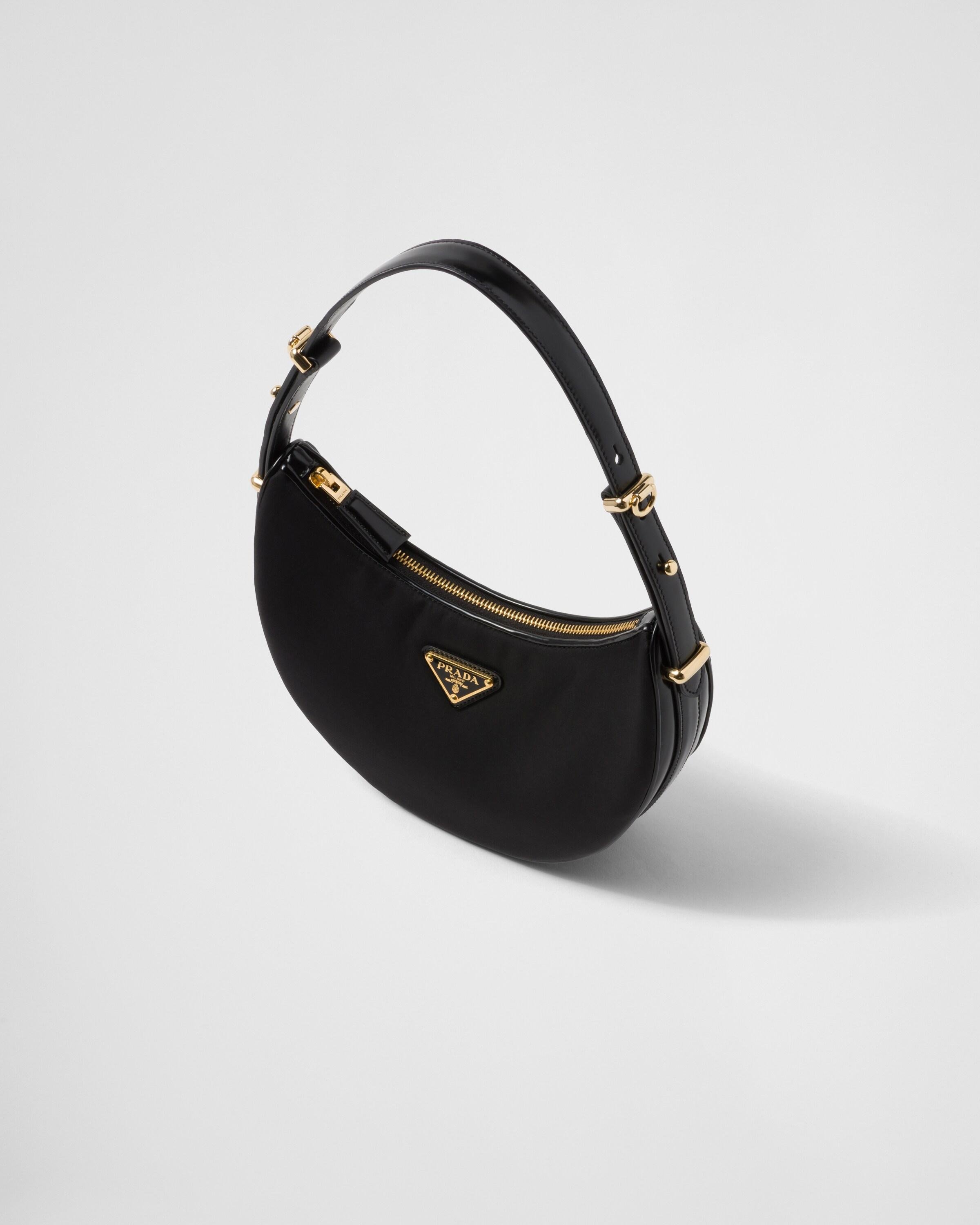 Prada Arqué Re-nylon And Brushed Leather Shoulder Bag in Black | Lyst