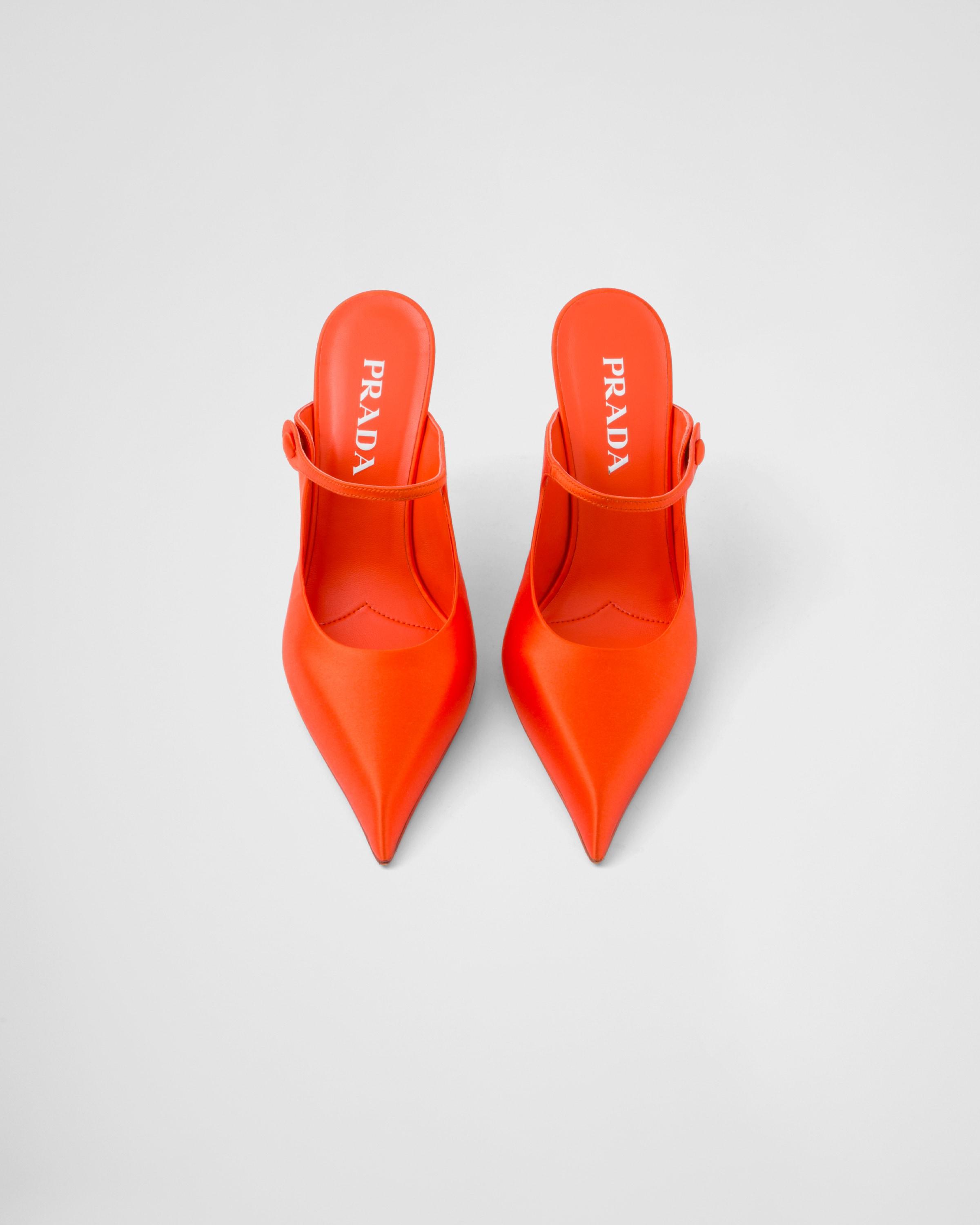 PRADA＊Satin high-heeled mules サテンミュール ＊送料込 Prada Satin High-Heeled Mules in Orange | Lyst