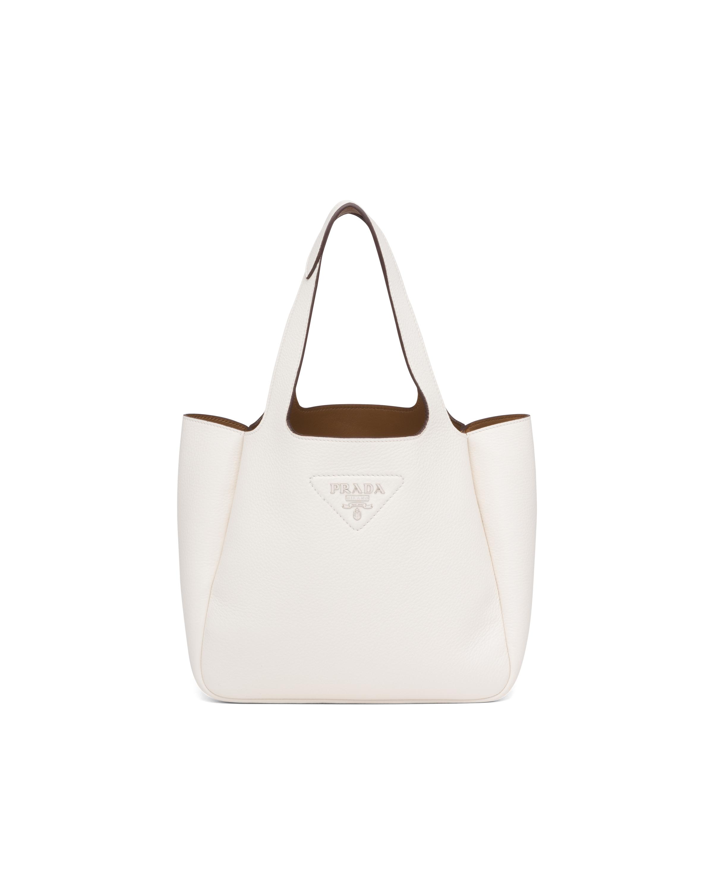 Prada Dynamique Leather Handbag in White/Caramel (Brown) | Lyst