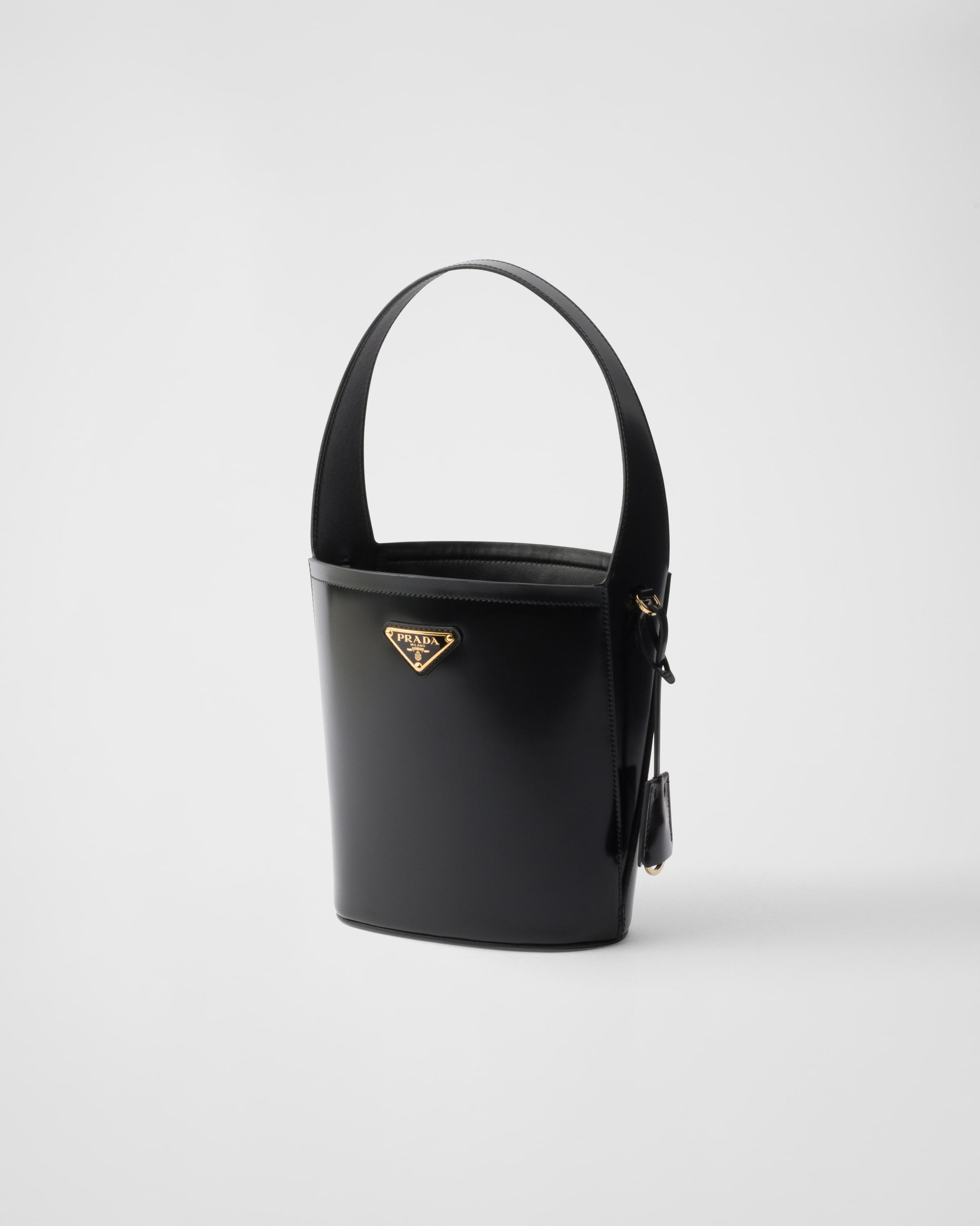 【PRADA】BRUSHED LEATHER BUCKET BAG Prada Brushed Leather Mini Bucket Bag in White | Lyst