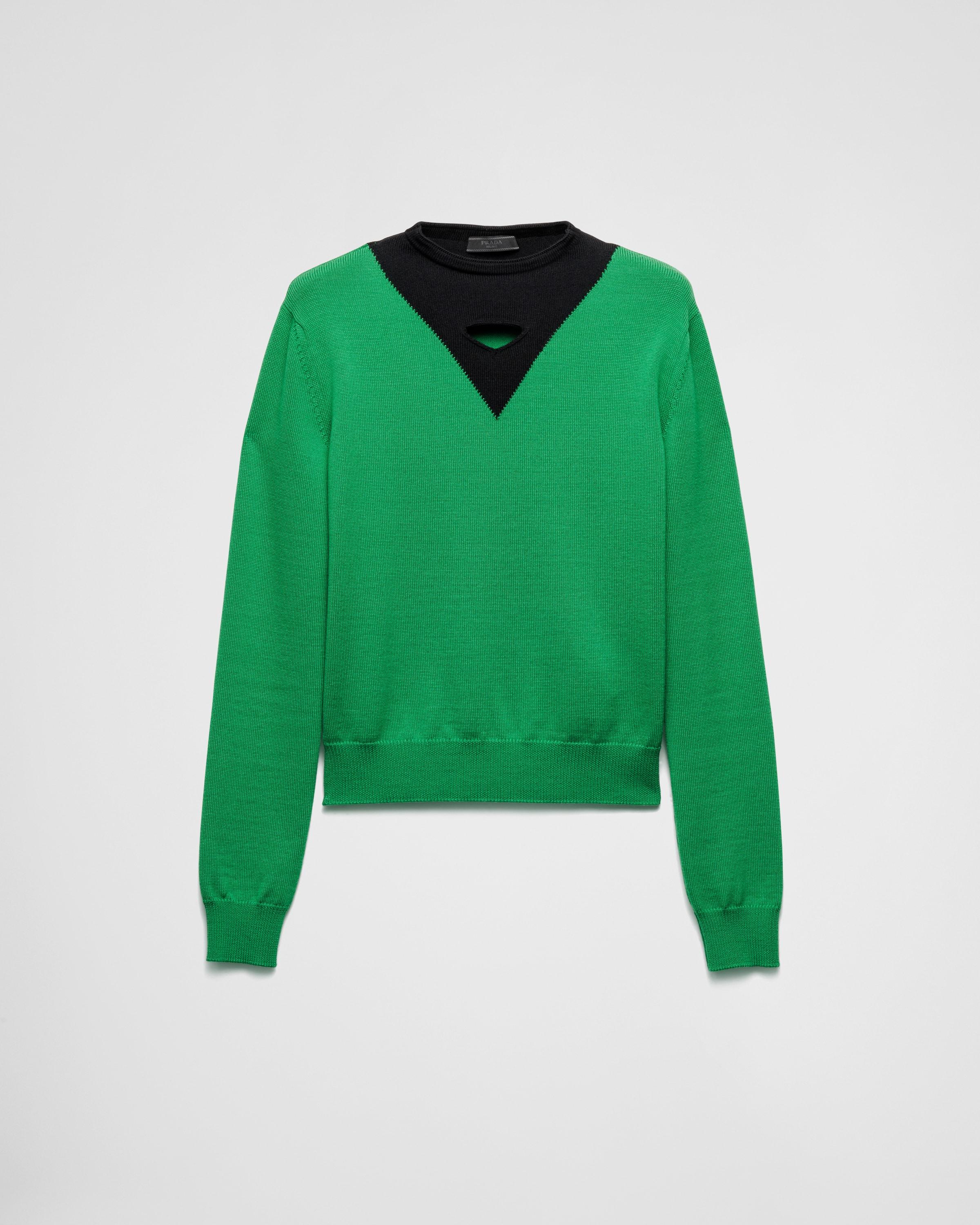 Prada Two-Tone Wool Sweater in Green for Men | Lyst
