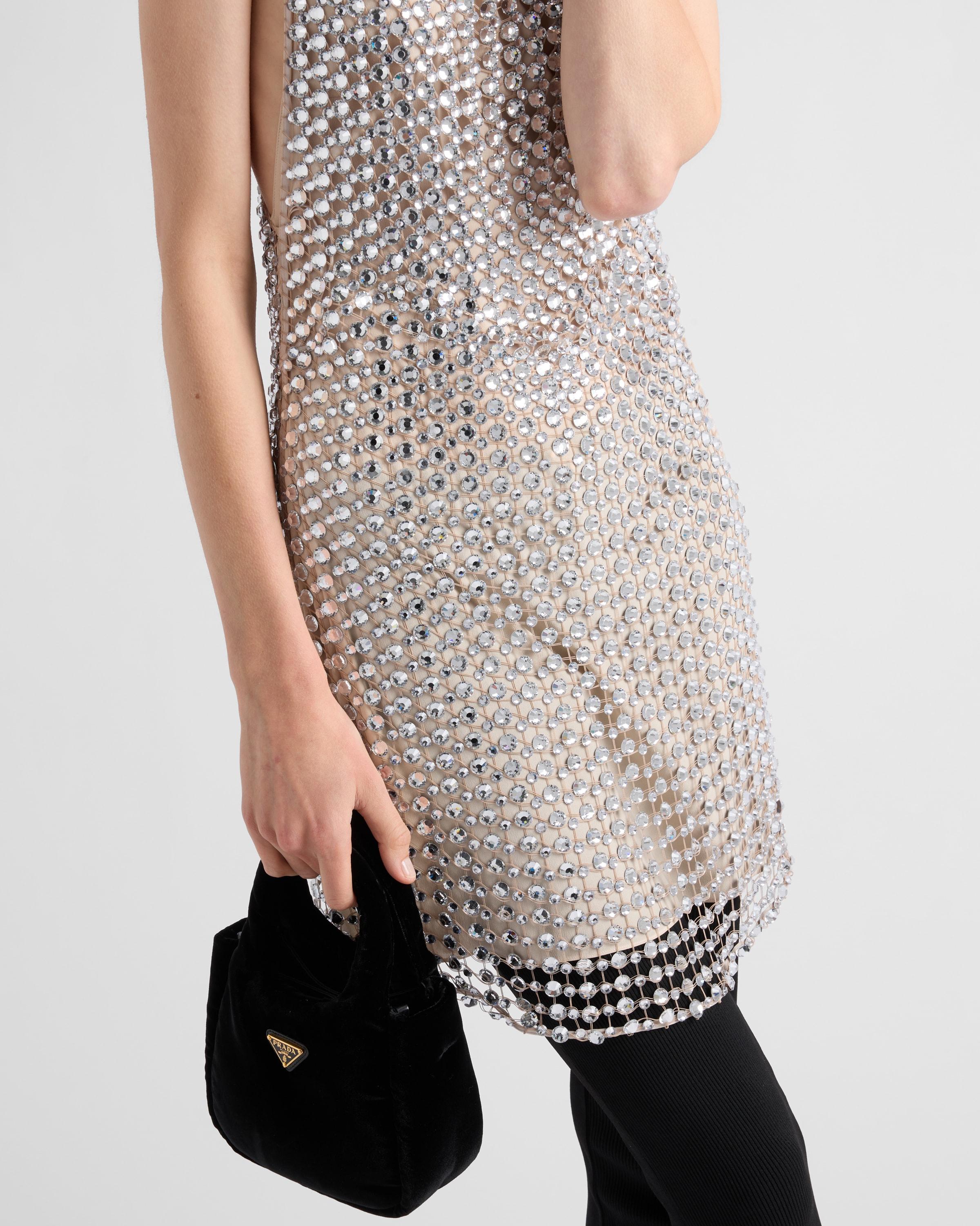 prada rhinestone embroidered mesh mini dress LONG DRESS WITH EMBROIDERED BODICE main image 1