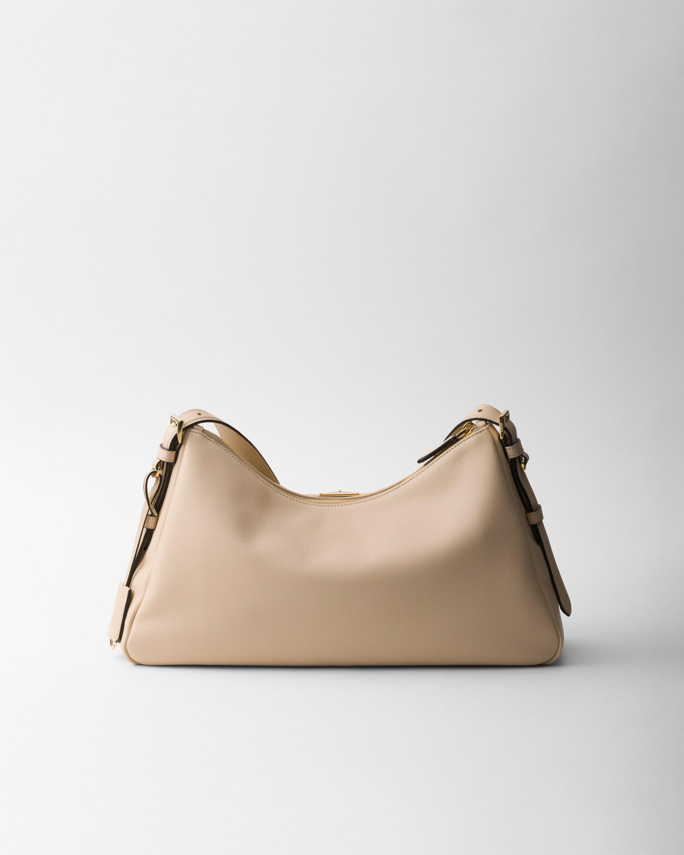 Prada Aimée Large Leather Shoulder Bag in Natural | Lyst