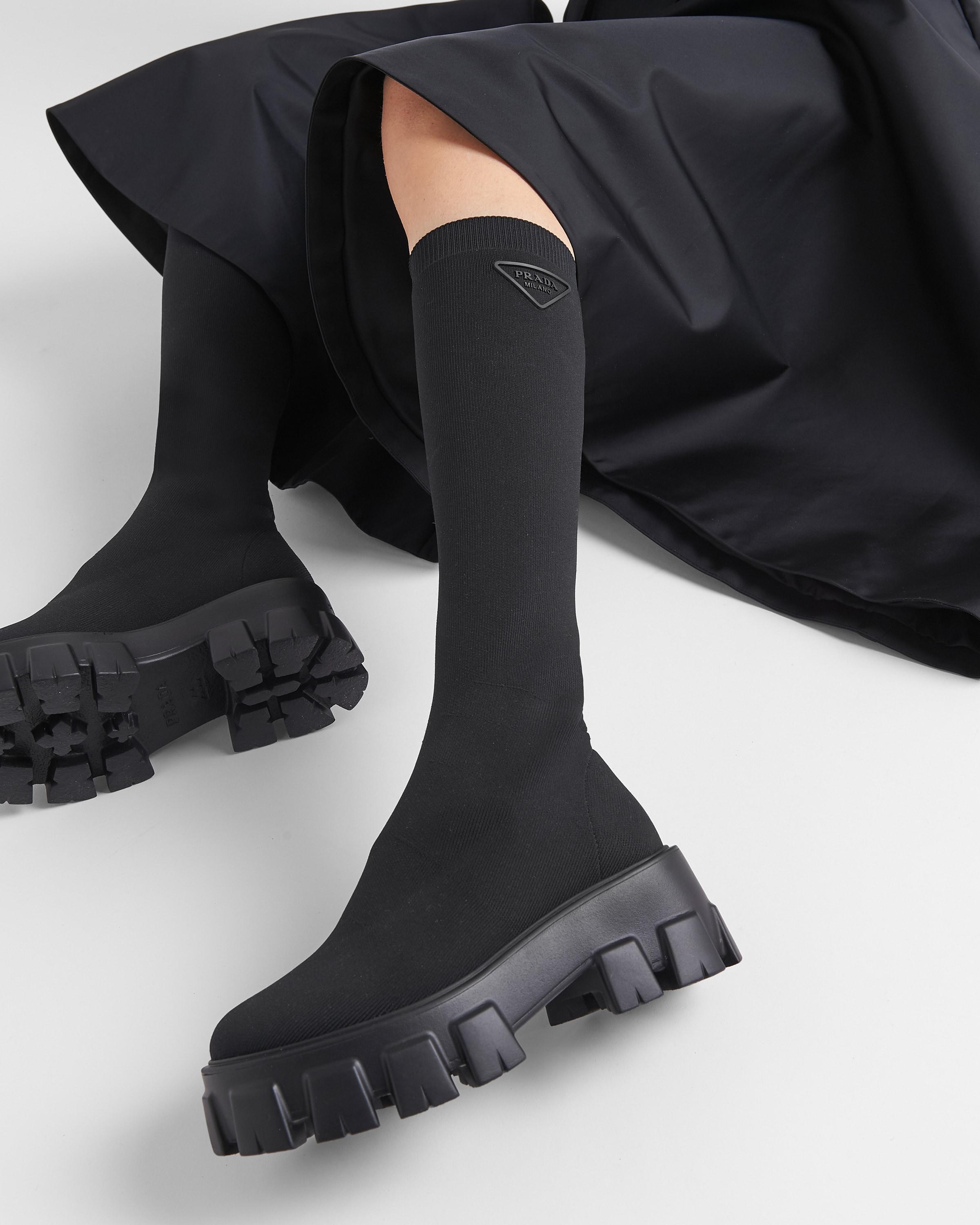 Prada Monolith Knit Boots in Black | Lyst