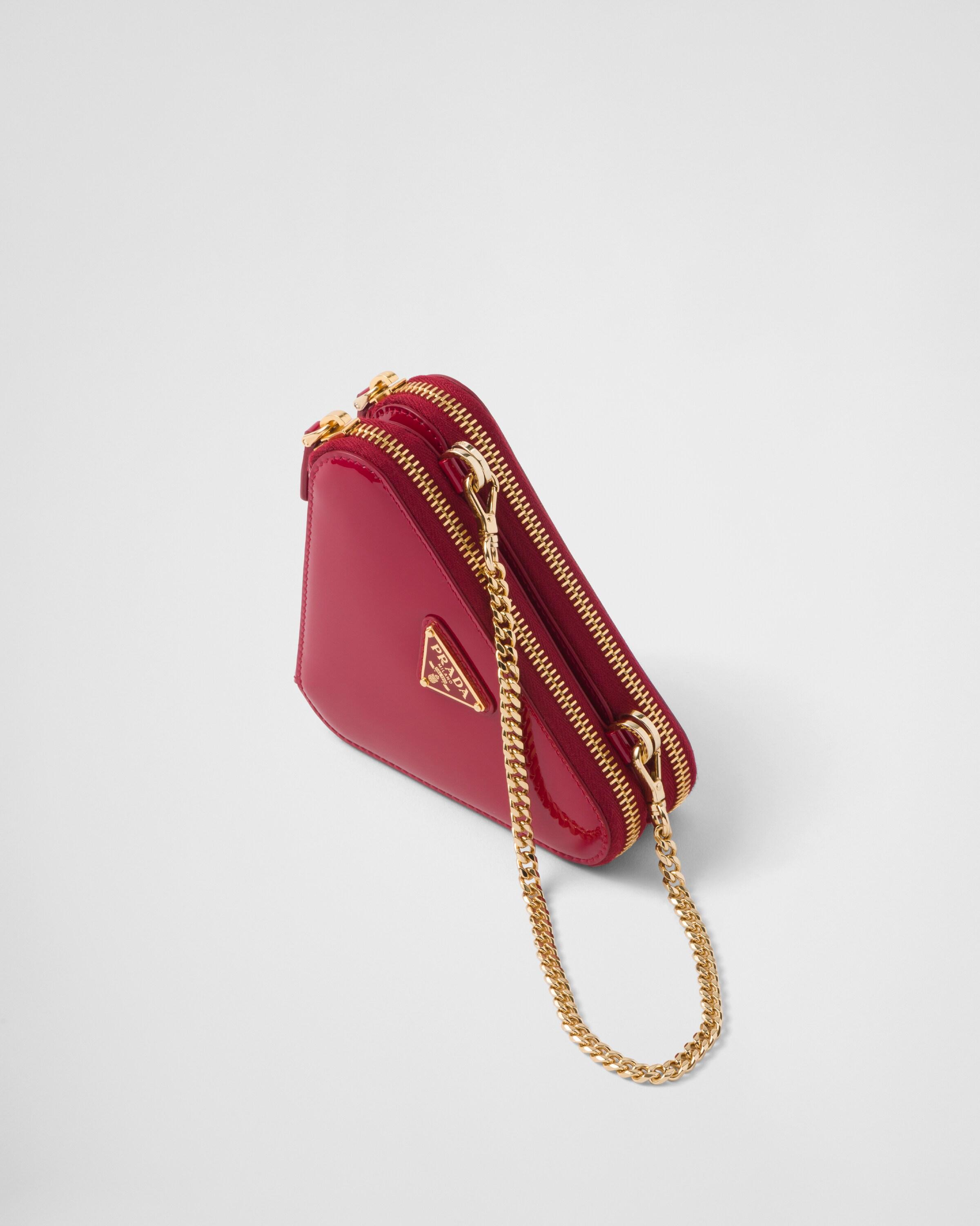 Prada Triangular Patent Leather Mini Pouch in Red | Lyst