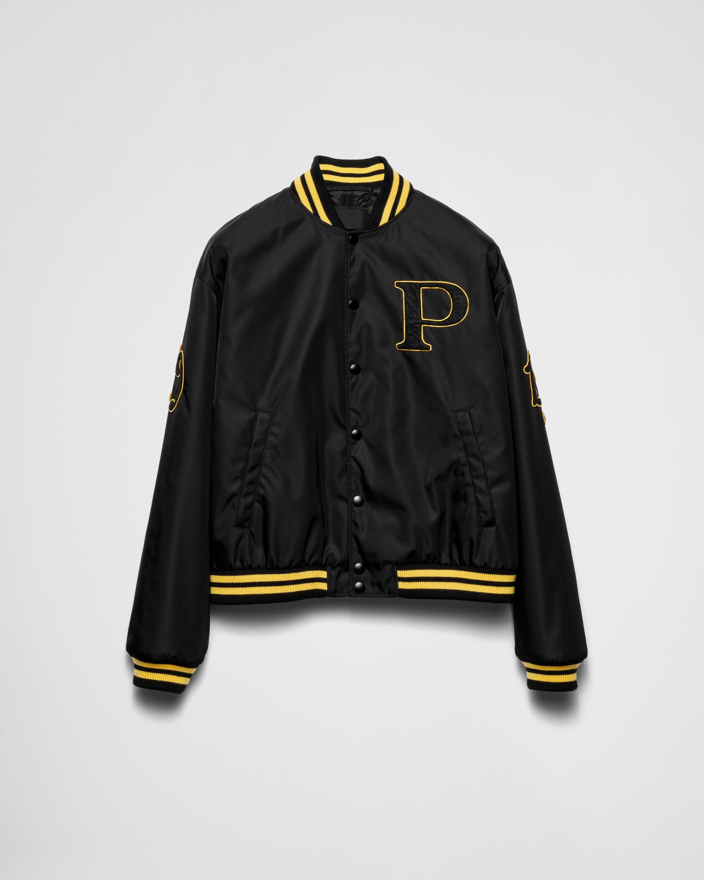 Prada Re-Nylon Bomber Jacket With Patch in Black for Men | Lyst