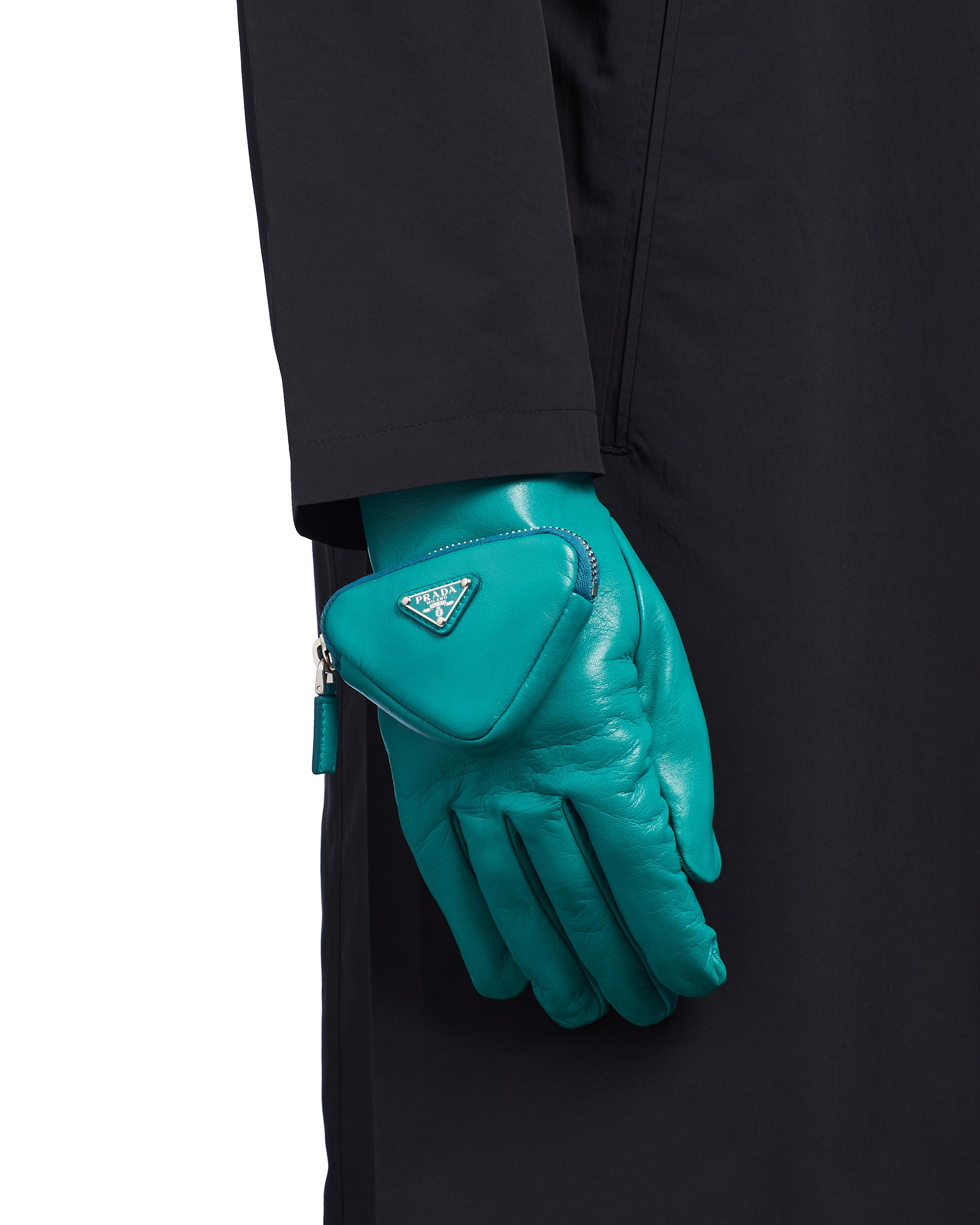 Prada Napa Leather Gloves in Blue for Men | Lyst