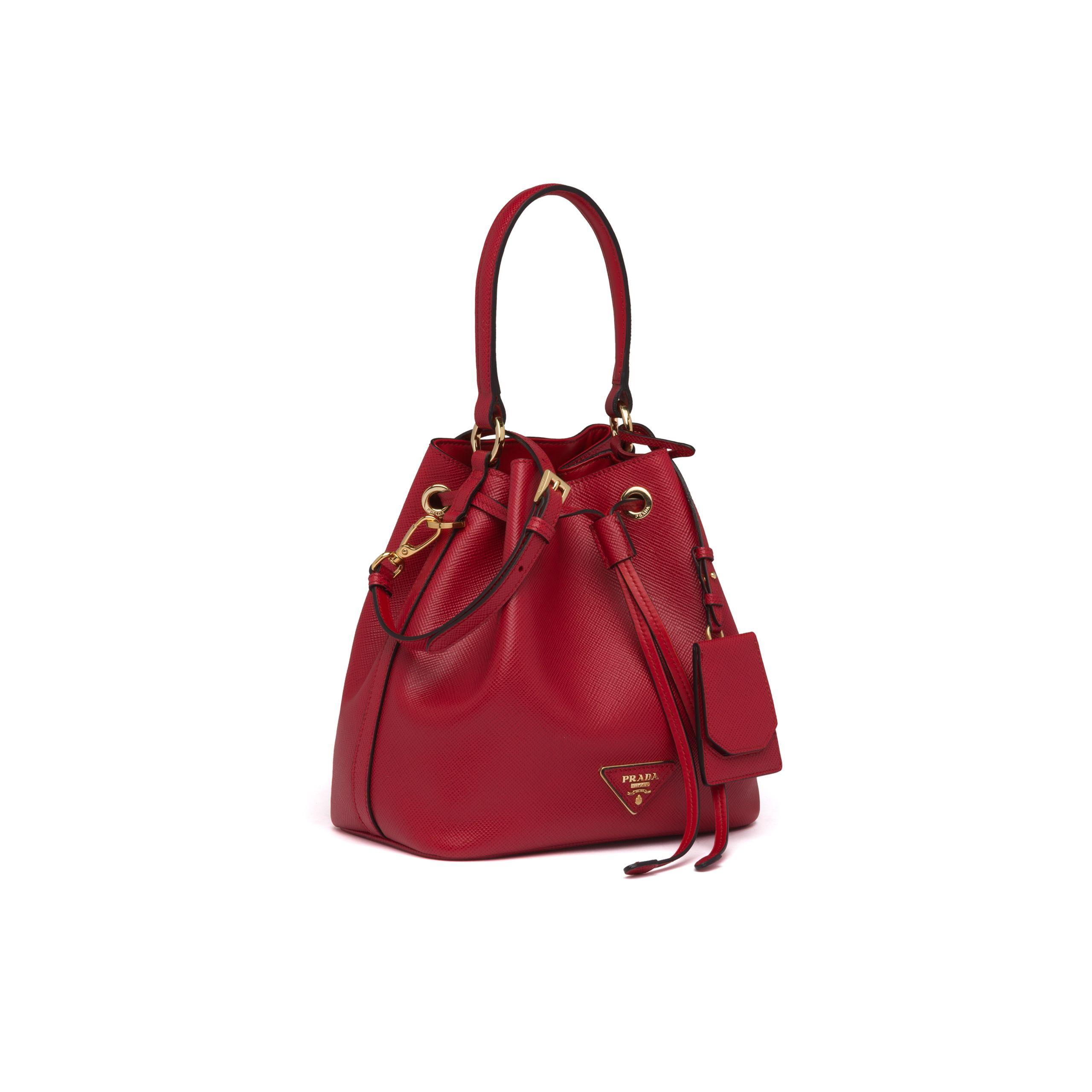 prada bucket bag leather