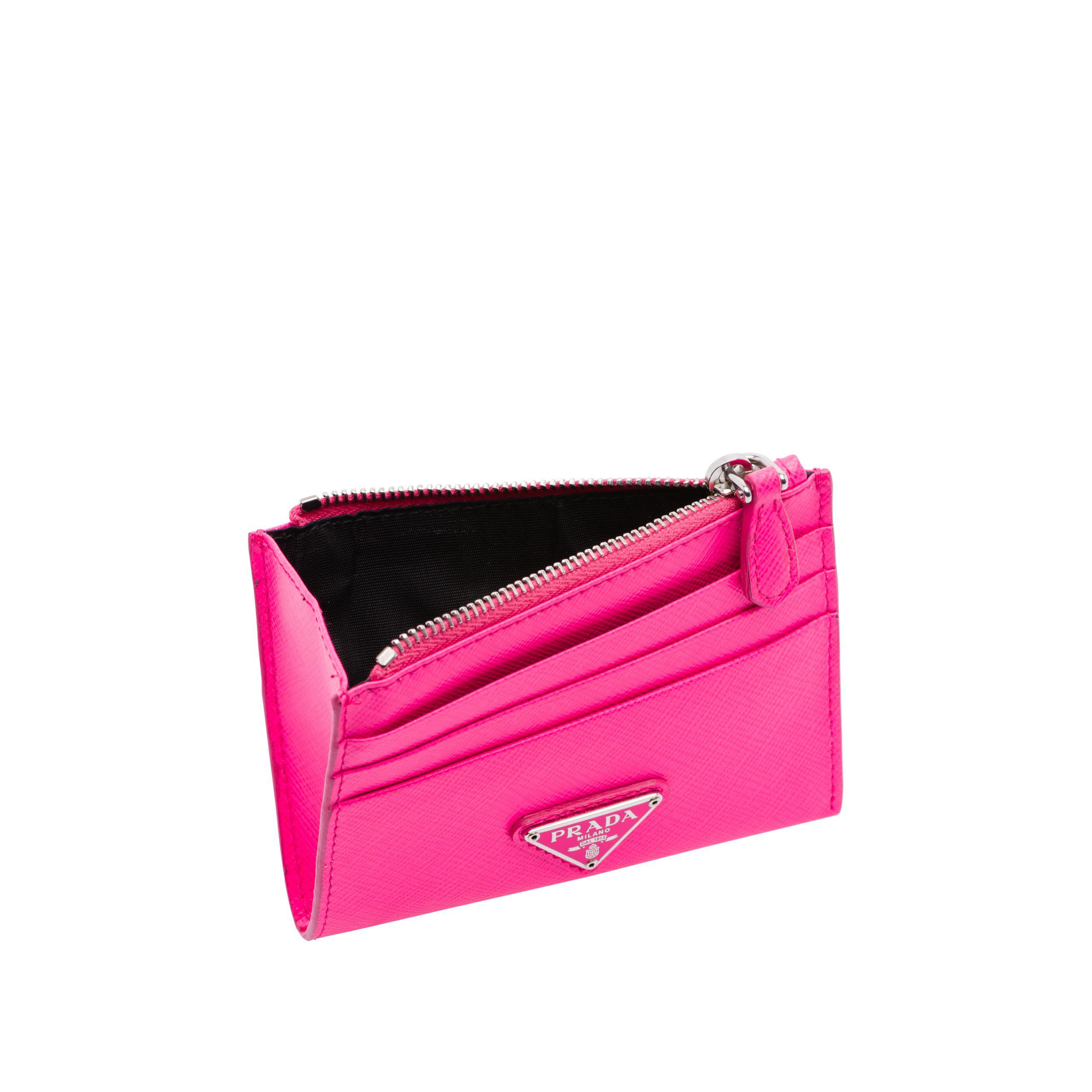 Leather card wallet Prada Pink in Leather - 31169008