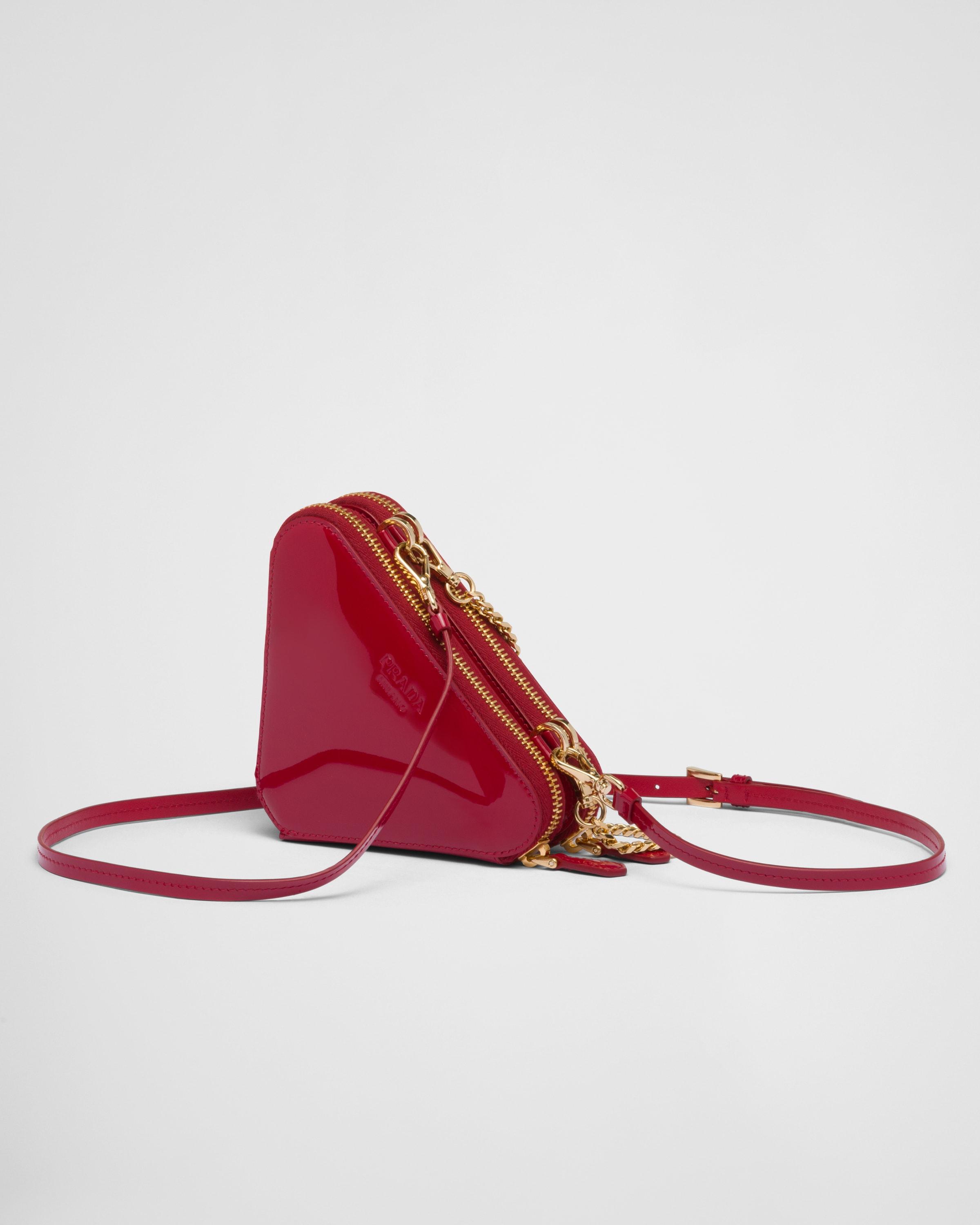 Prada Triangular Patent Leather Mini Pouch in Red | Lyst